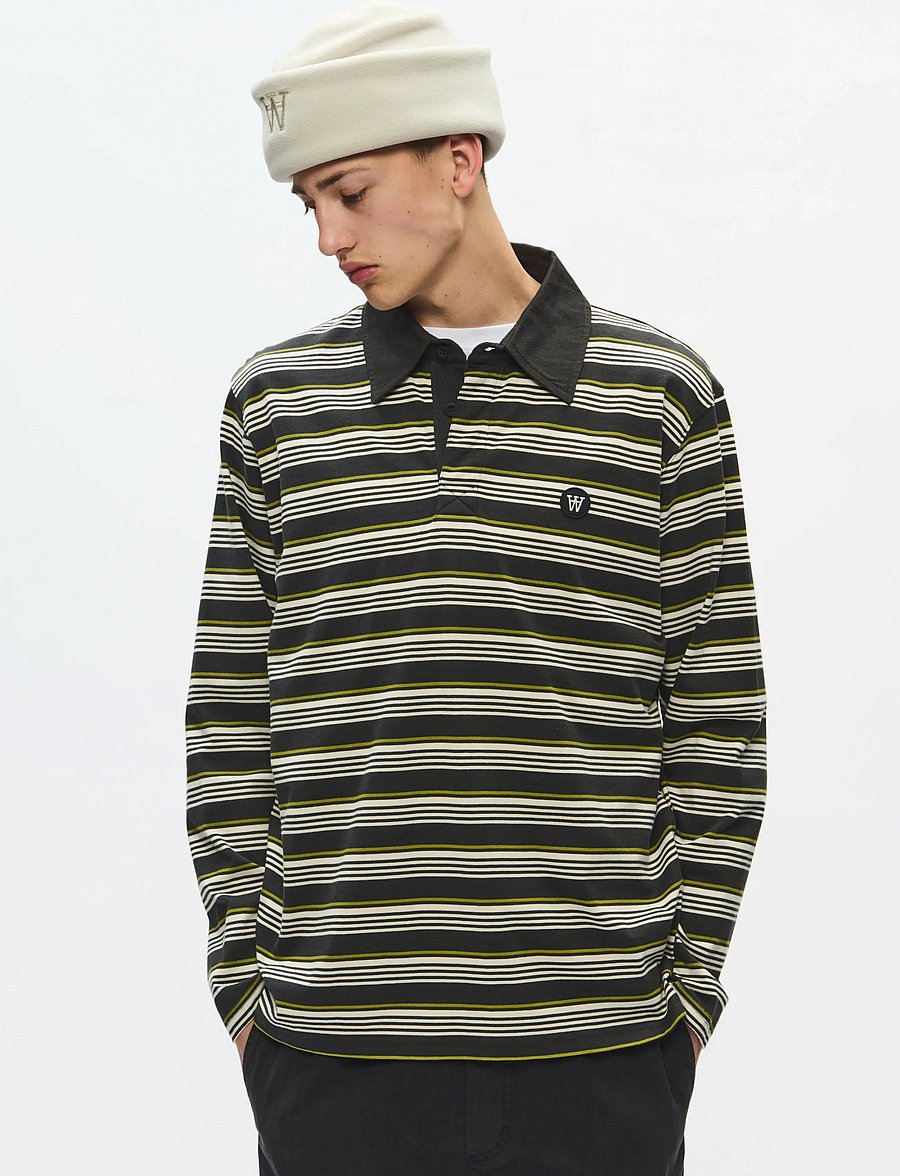 WOOD WOOD - WWLandon X polo 25381 - pikkade varrukatega polod - pirate black stripe - 0