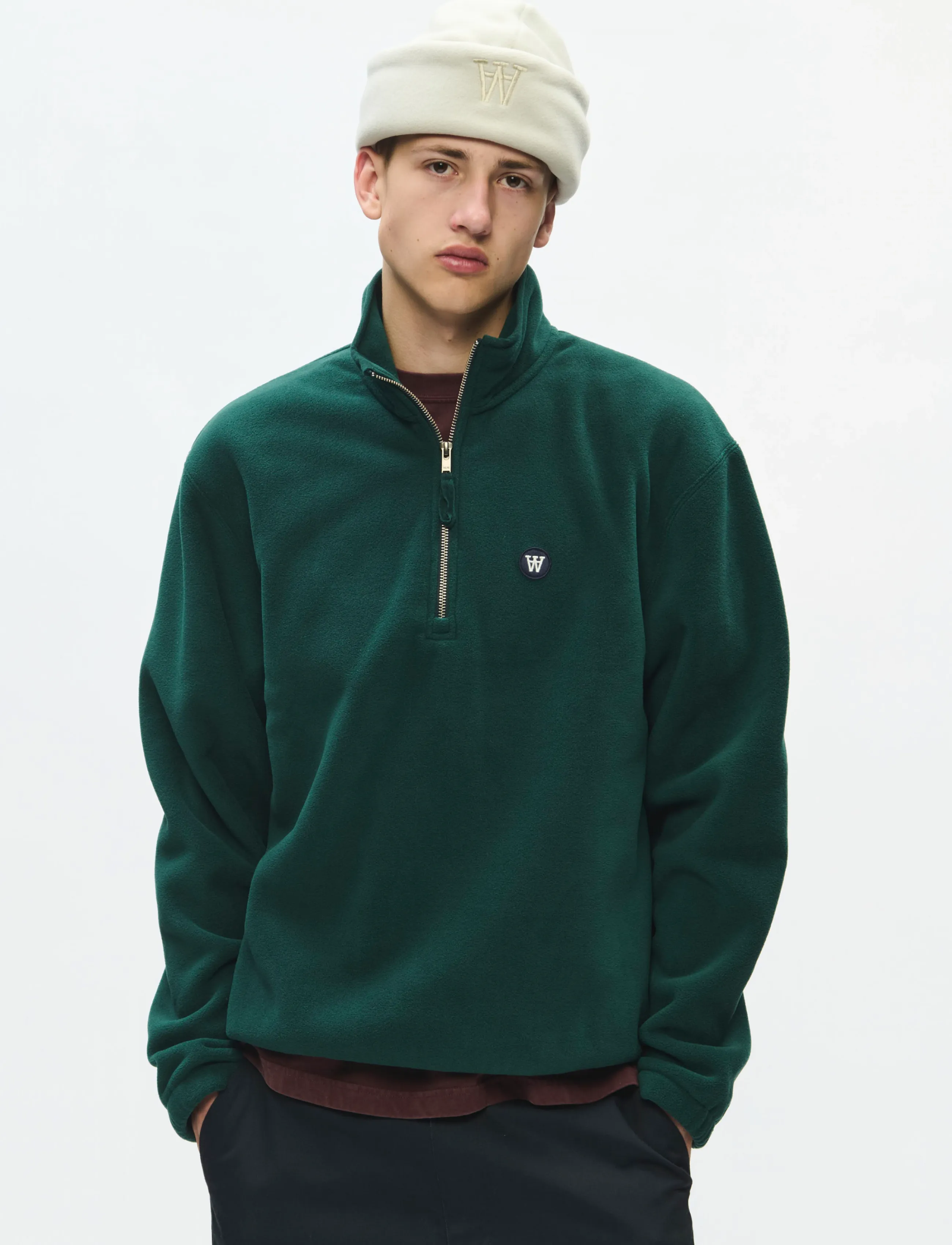 WOOD WOOD WWMitchel half zipper 25486 - Strik - PONDEROSA PINE / green