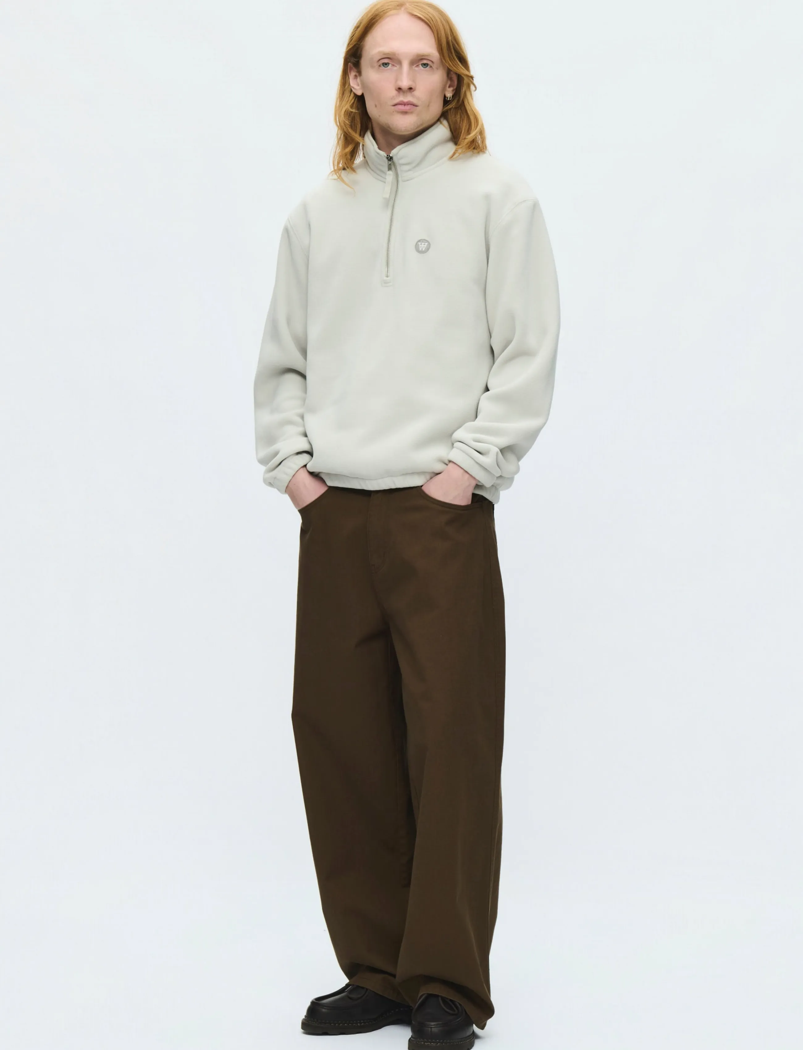 WOOD WOOD WWMitchel half zipper 25486 - Riided - SILVER BIRCH / cream