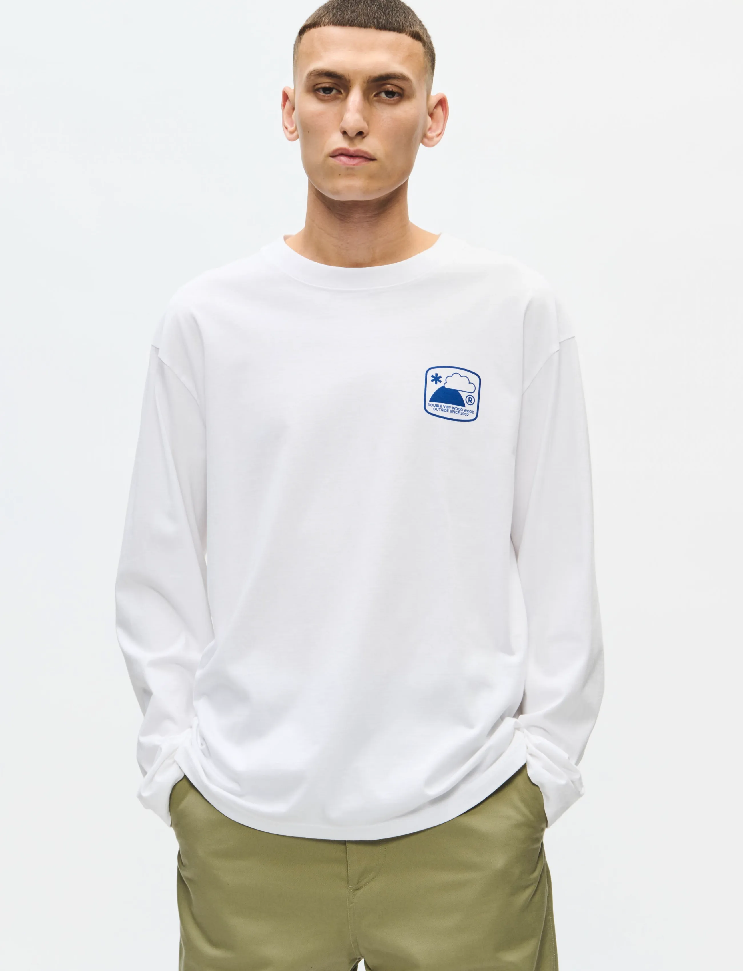 WOOD WOOD - WWLiam outsider LS tee 25419 - pikkade varrukatega t-särgid - bright white - 3