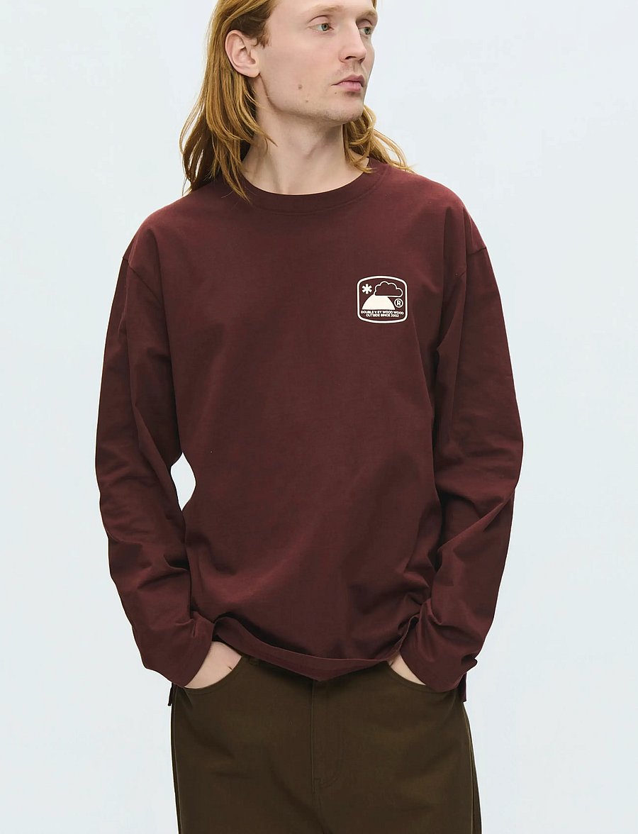 WOOD WOOD - WWLiam outsider LS tee 25419 - långärmade t-shirts - decadent chocolate - 0