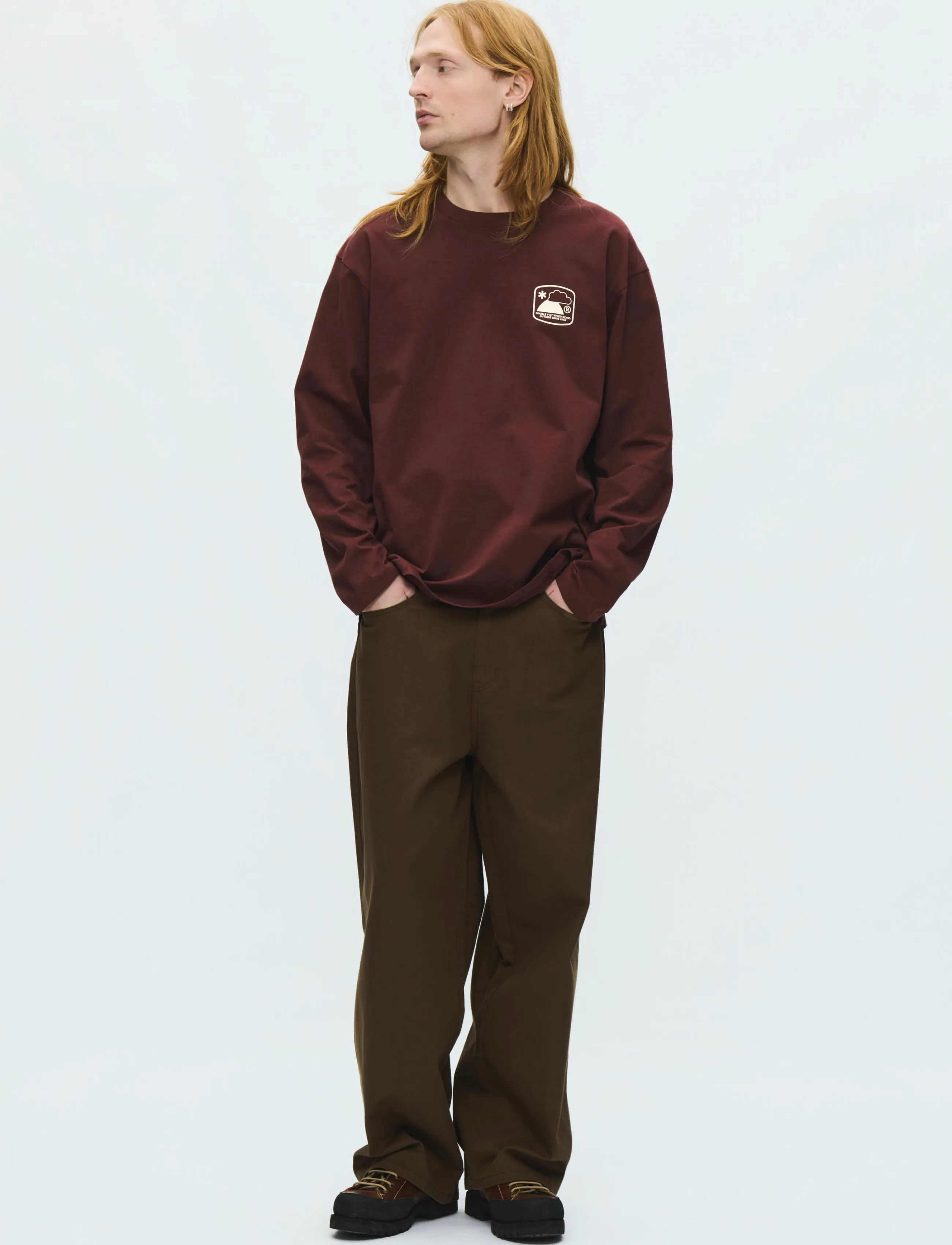 WOOD WOOD - WWLiam outsider LS tee 25419 - långärmade t-shirts - decadent chocolate - 4