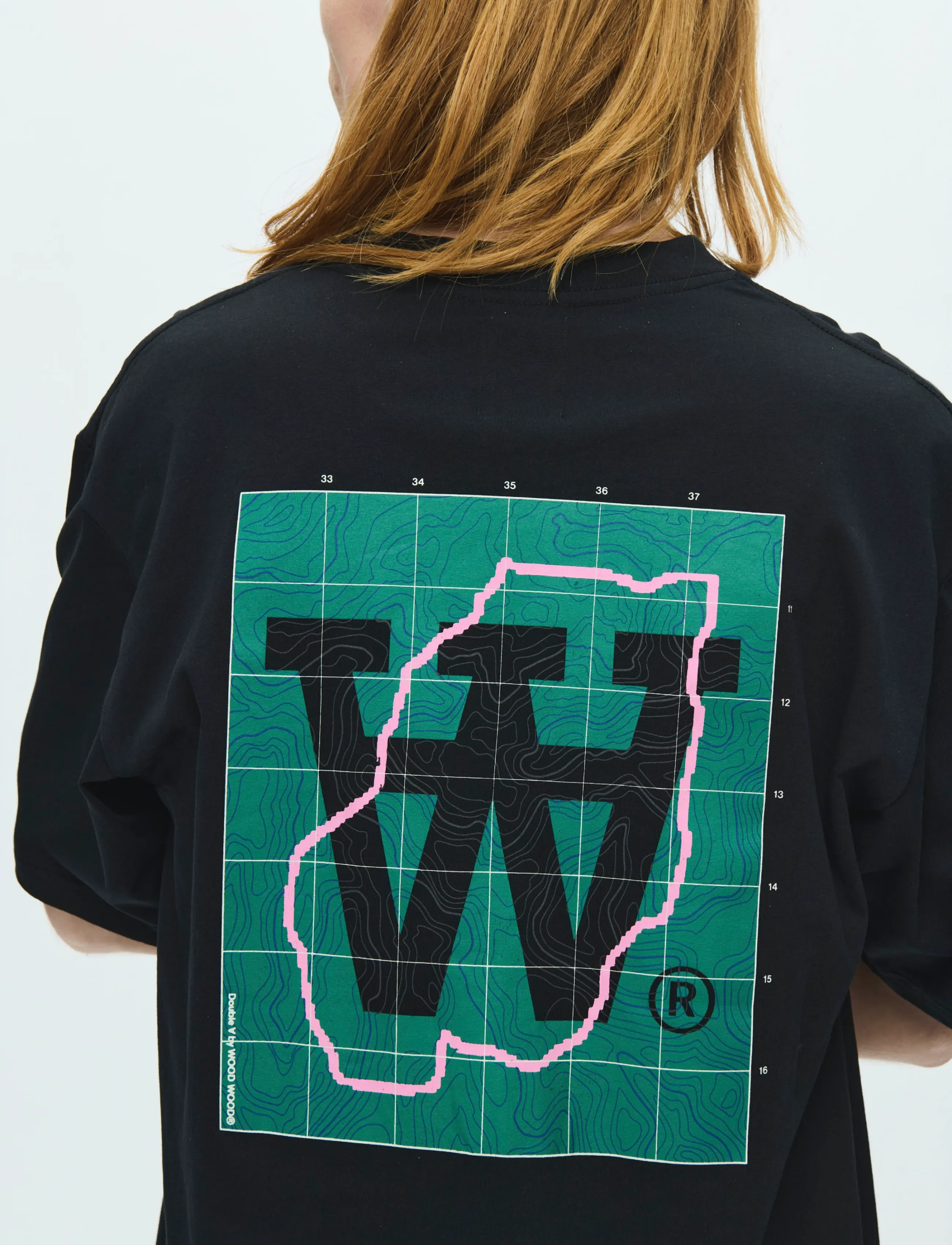 WOOD WOOD Wwliam Map Tee 25220, XL, Black, T-Shirts > Kortærmede, Herre