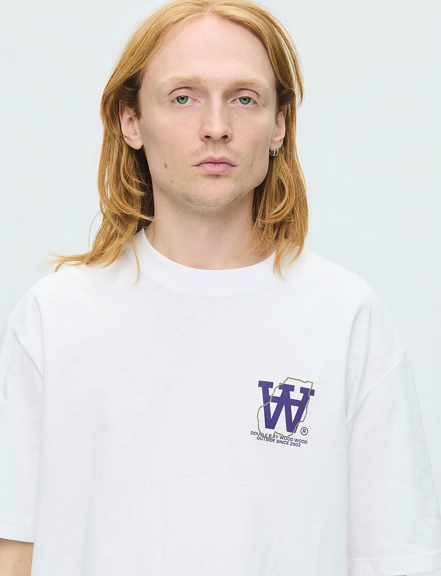 WOOD WOOD - WWLiam map tee 25220 - kurzärmelige t-shirts - bright white - 5