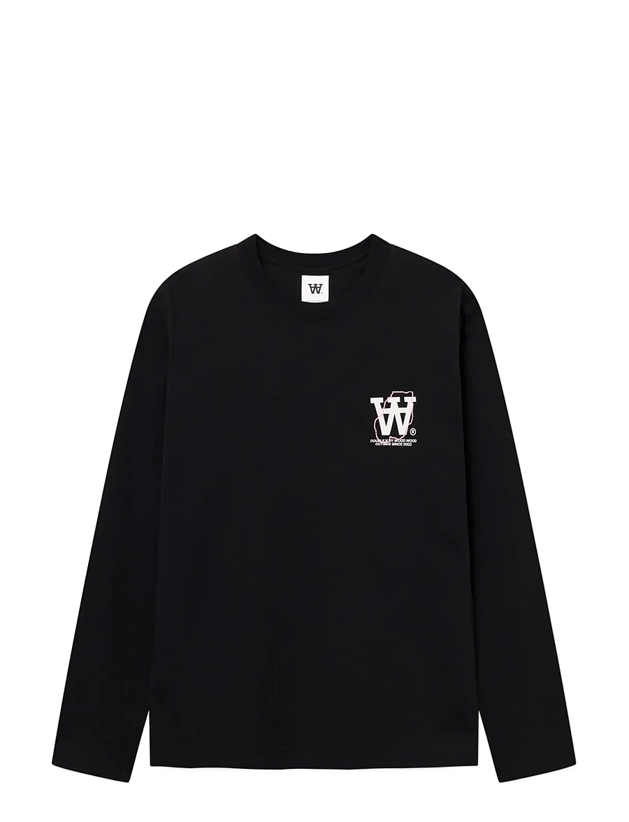 WOOD WOOD - WWLiam map LS tee 25220 - langärmelige t-shirts - black - 1