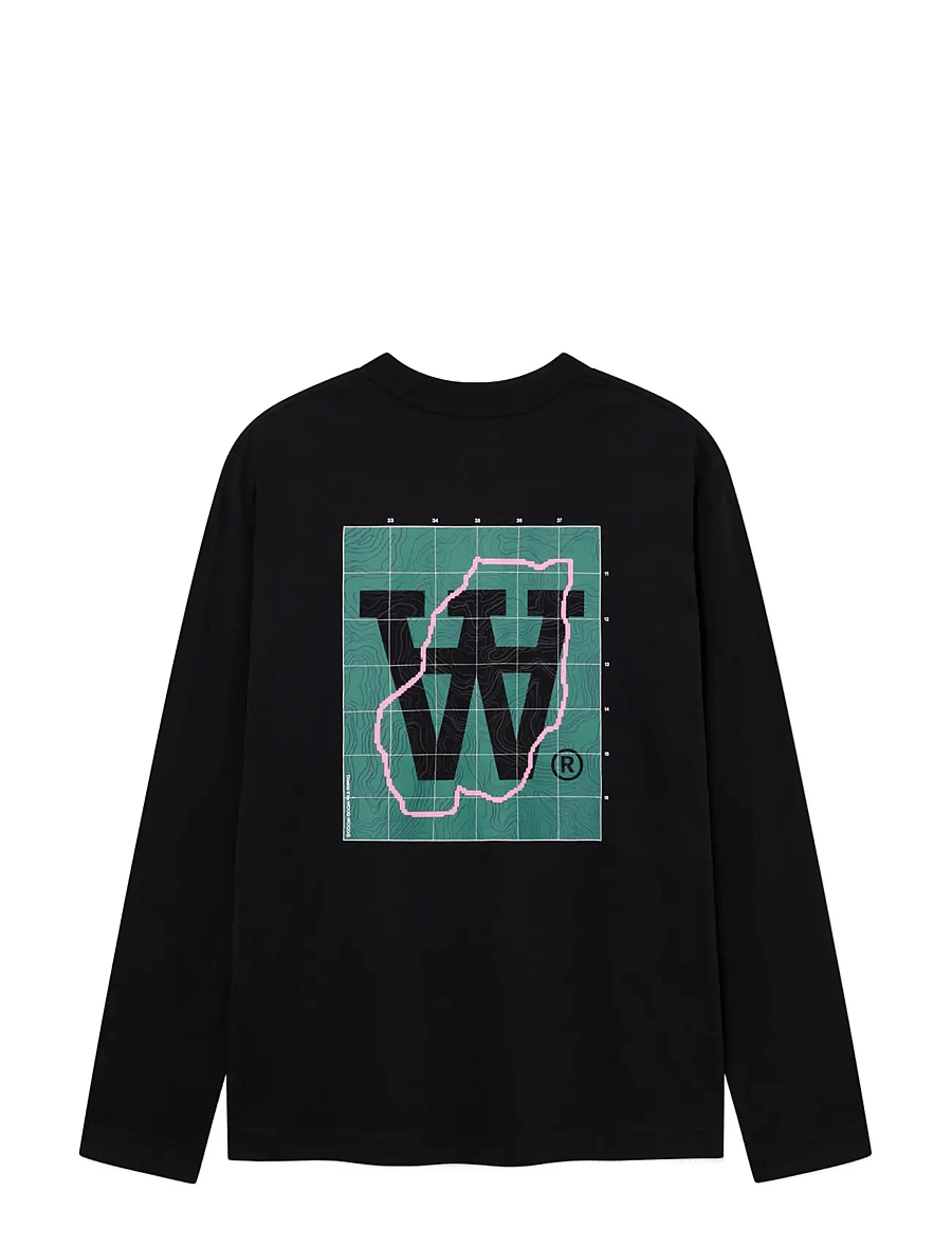 WOOD WOOD - WWLiam map LS tee 25220 - langärmelige t-shirts - black - 2