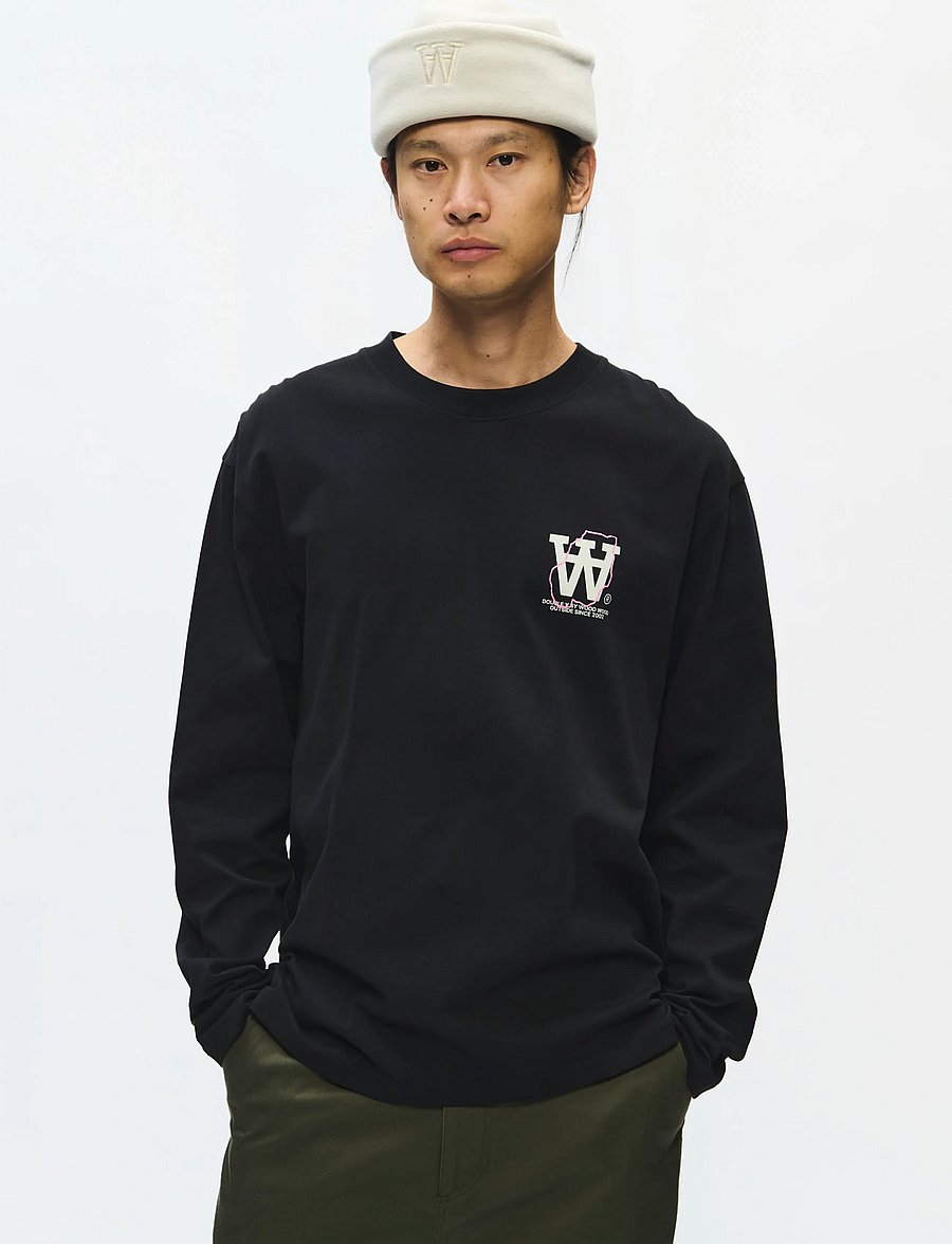 WOOD WOOD - WWLiam map LS tee 25220 - langärmelige t-shirts - black - 3