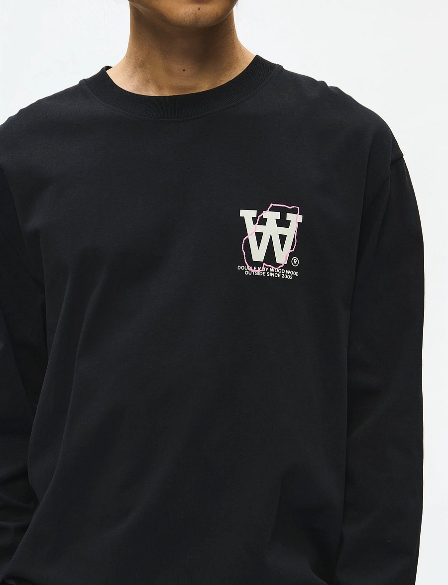WOOD WOOD - WWLiam map LS tee 25220 - langärmelige t-shirts - black - 4