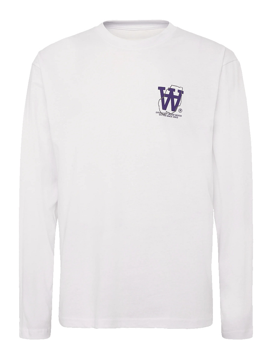 WOOD WOOD - WWLiam map LS tee 25220 - long-sleeved t-shirts - bright white - 0