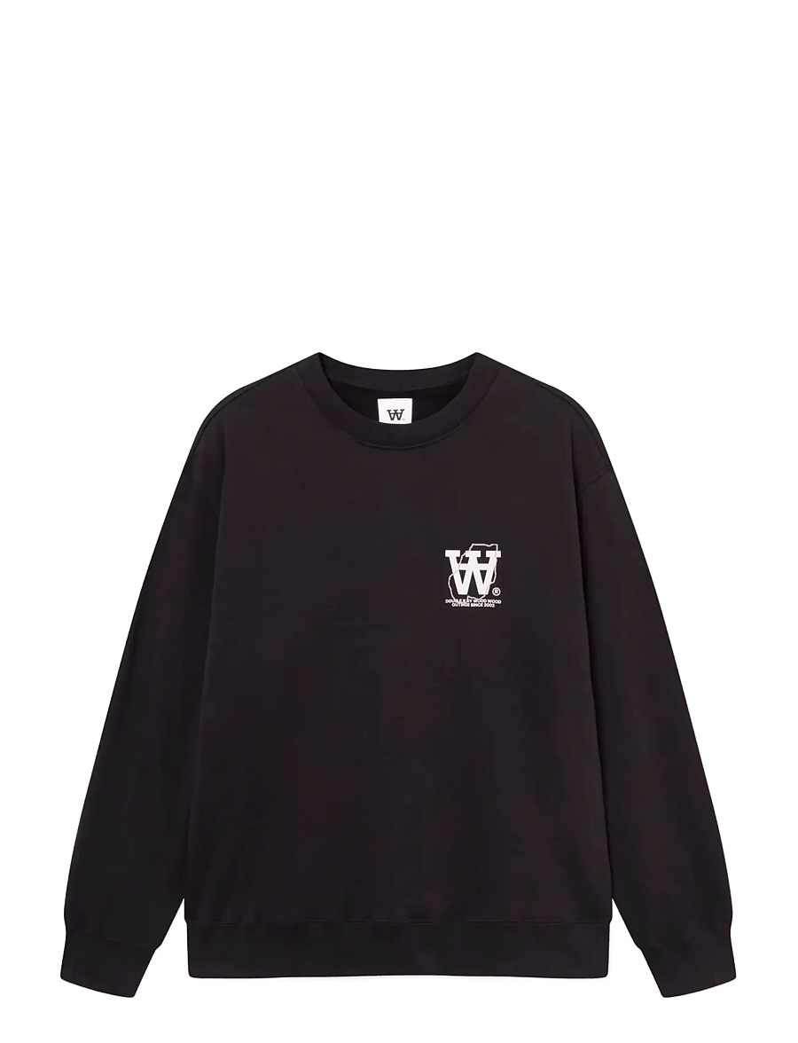 WOOD WOOD - WWJames map crew neck 25219 - sweatshirts - black - 0