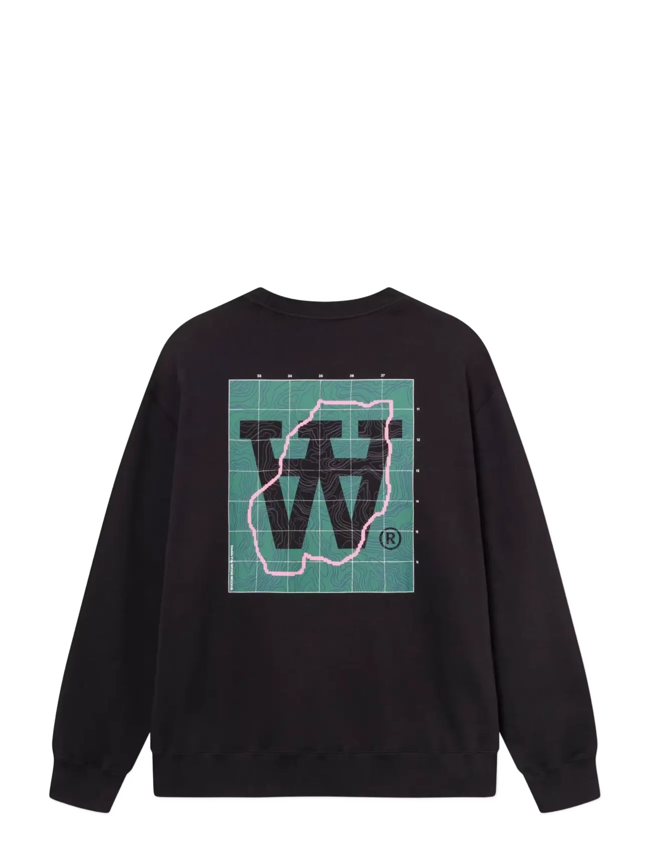 WOOD WOOD - WWJames map crew neck 25219 - black - 1