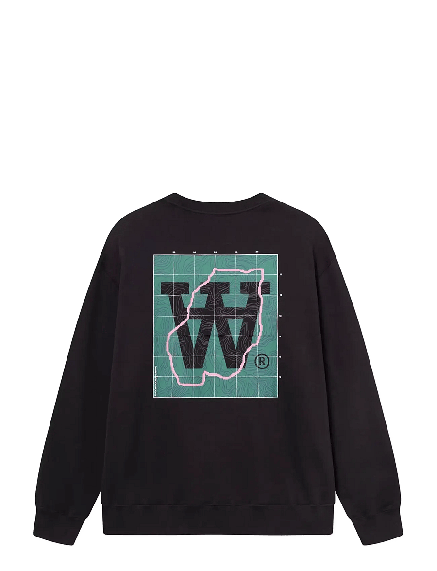 WOOD WOOD - WWJames map crew neck 25219 - sweatshirts - black - 1