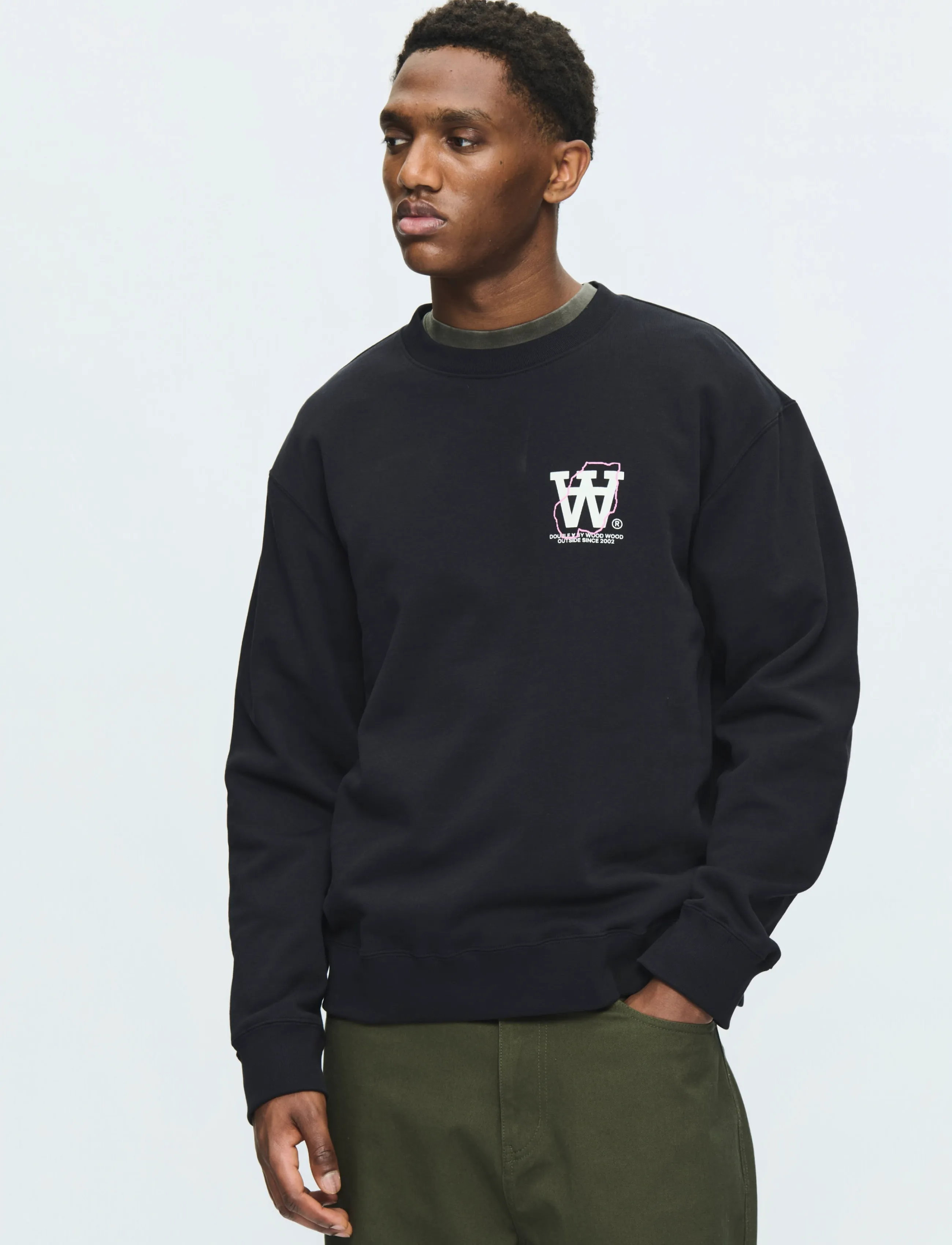 WOOD WOOD - WWJames map crew neck 25219 - black - 2
