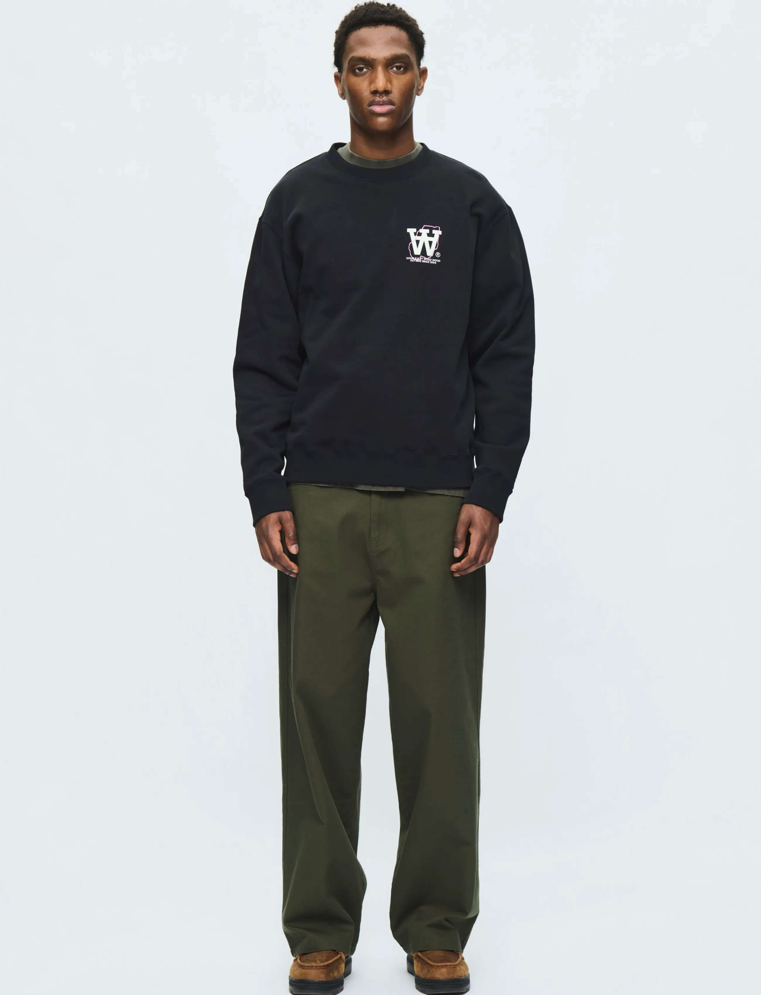 WOOD WOOD - WWJames map crew neck 25219 - black - 3