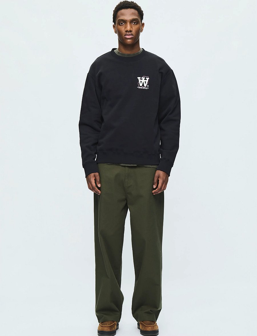 WOOD WOOD - WWJames map crew neck 25219 - sweatshirts - black - 3