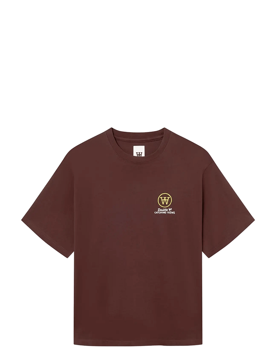 WOOD WOOD - WWAce birder tee 25074 - kortærmede t-shirts - decadent chocolate - 1