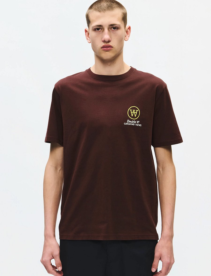 WOOD WOOD - WWAce birder tee 25074 - kortærmede t-shirts - decadent chocolate - 0