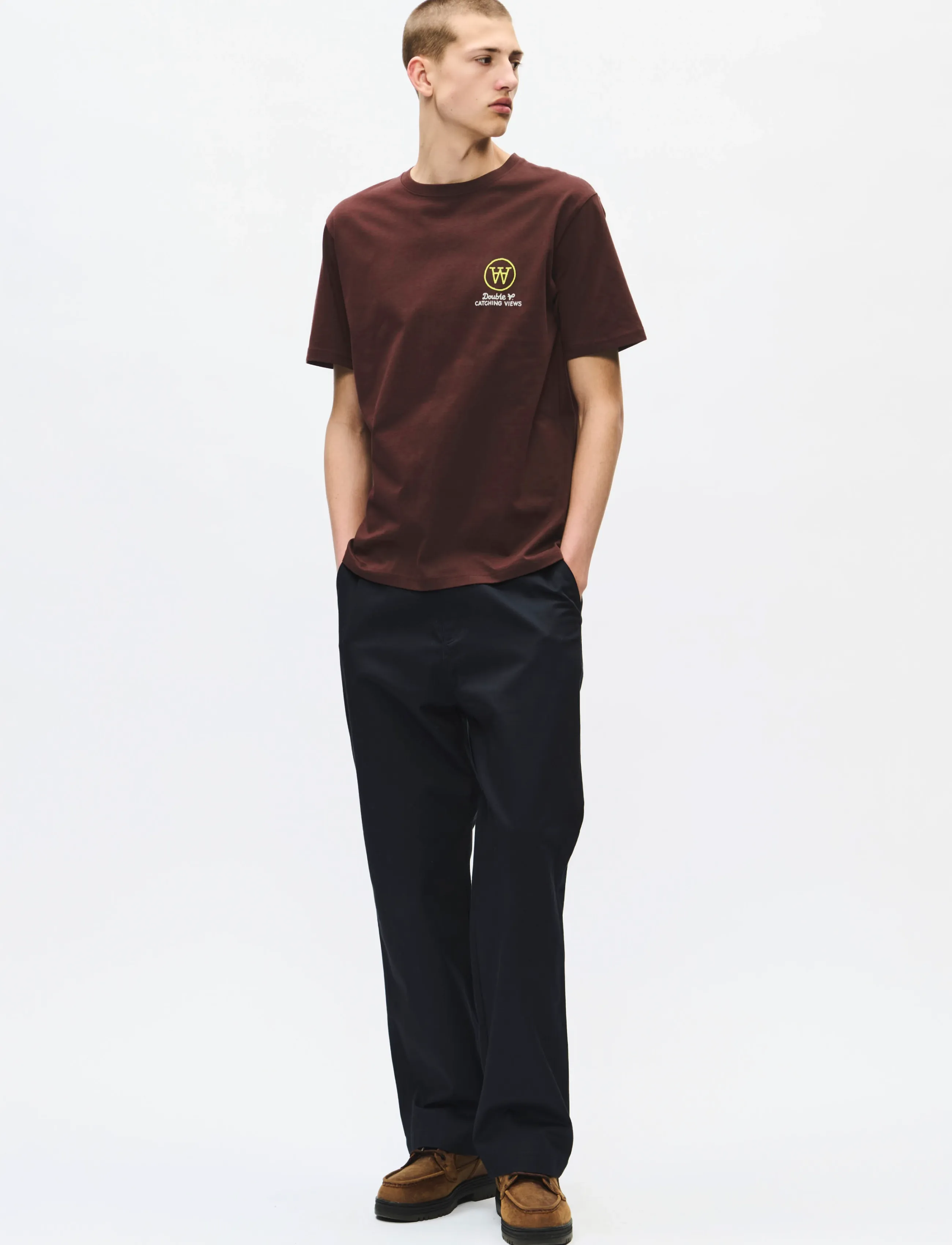 WOOD WOOD - WWAce birder tee 25074 - kortærmede t-shirts - decadent chocolate - 4