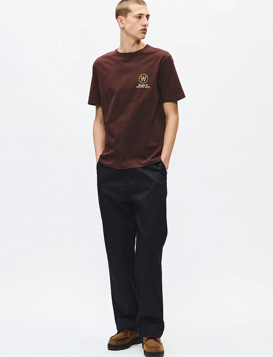 WOOD WOOD - WWAce birder tee 25074 - kortærmede t-shirts - decadent chocolate - 4