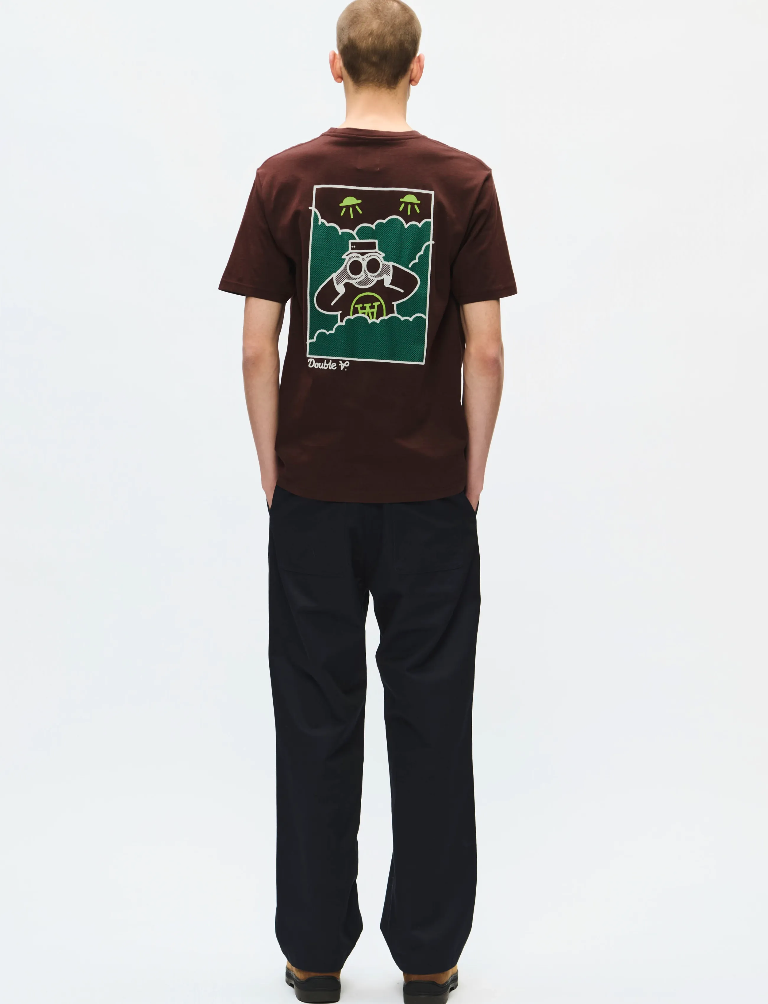 WOOD WOOD - WWAce birder tee 25074 - kortærmede t-shirts - decadent chocolate - 5