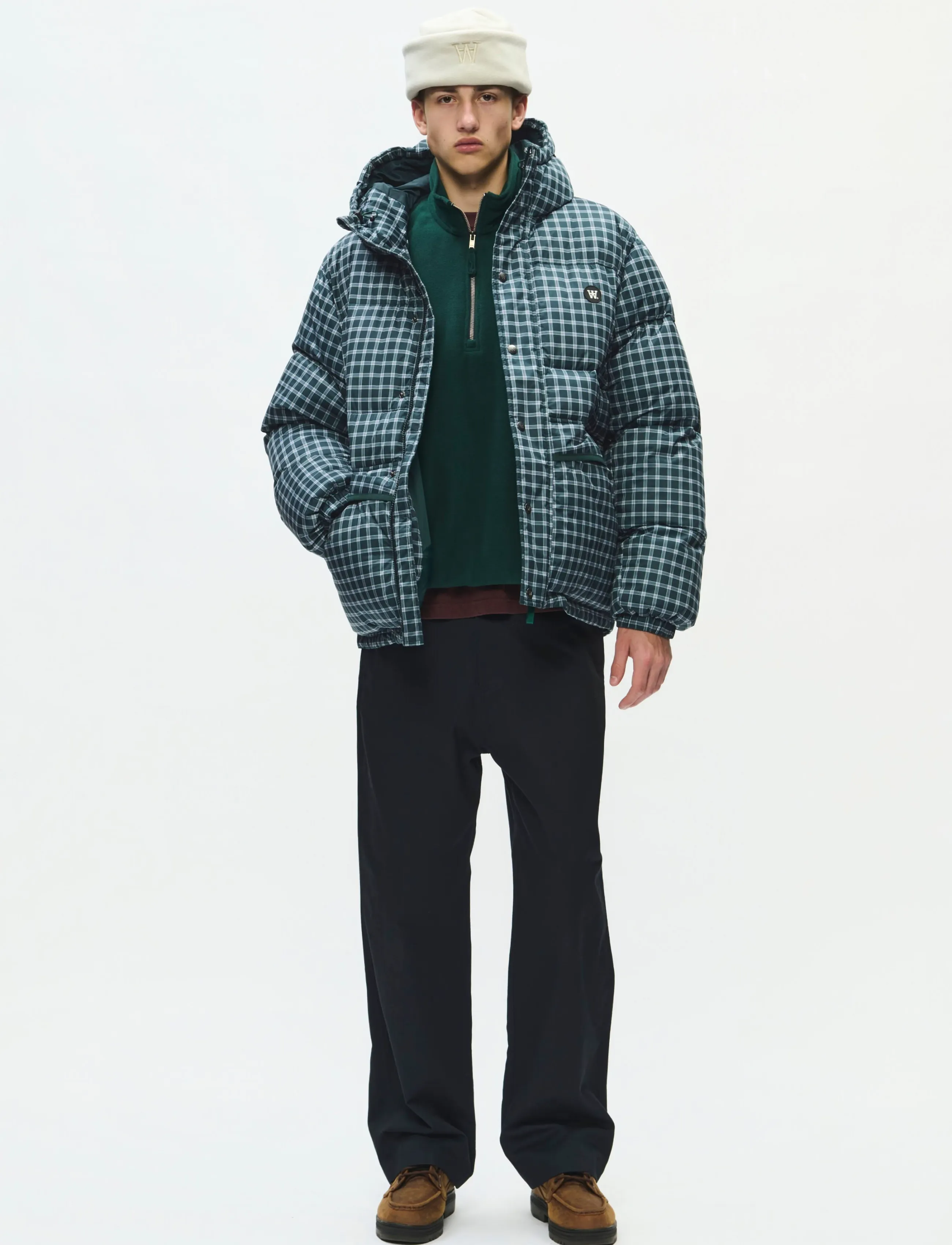 WOOD WOOD WWKai x puffer jacket 25484 - Kleidung - PONDEROSA PINE CHECK / green