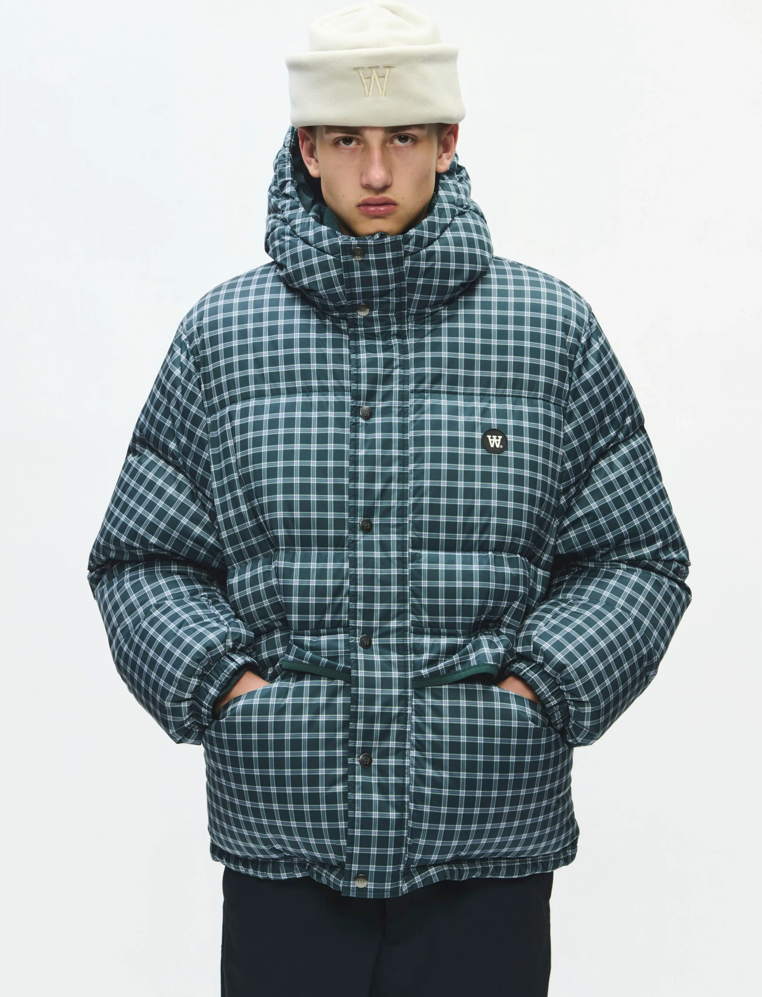 WOOD WOOD WWKai x puffer jacket 25484 - Tøj - PONDEROSA PINE CHECK / green