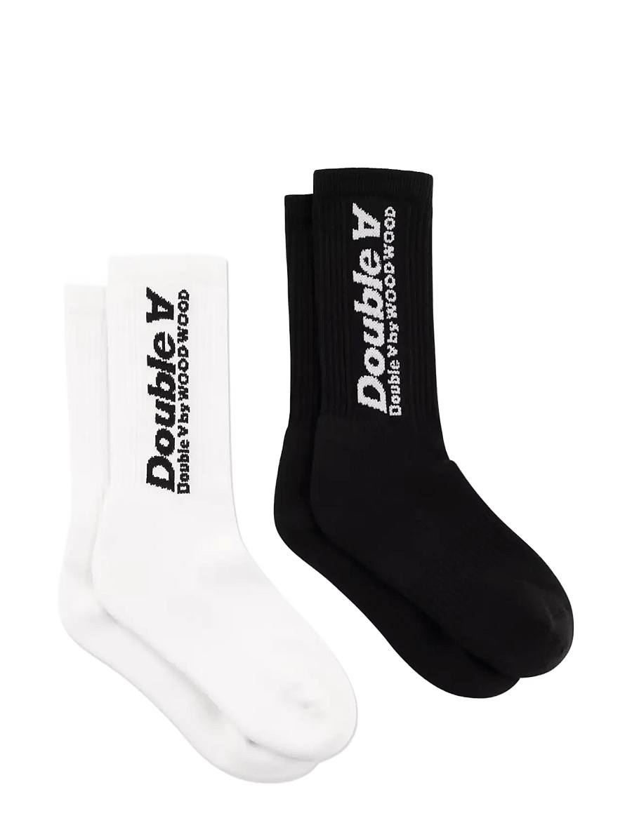 WOOD WOOD - WWRyder 2 pack sock itc 25330 - sokker - black/white + white/black - 0