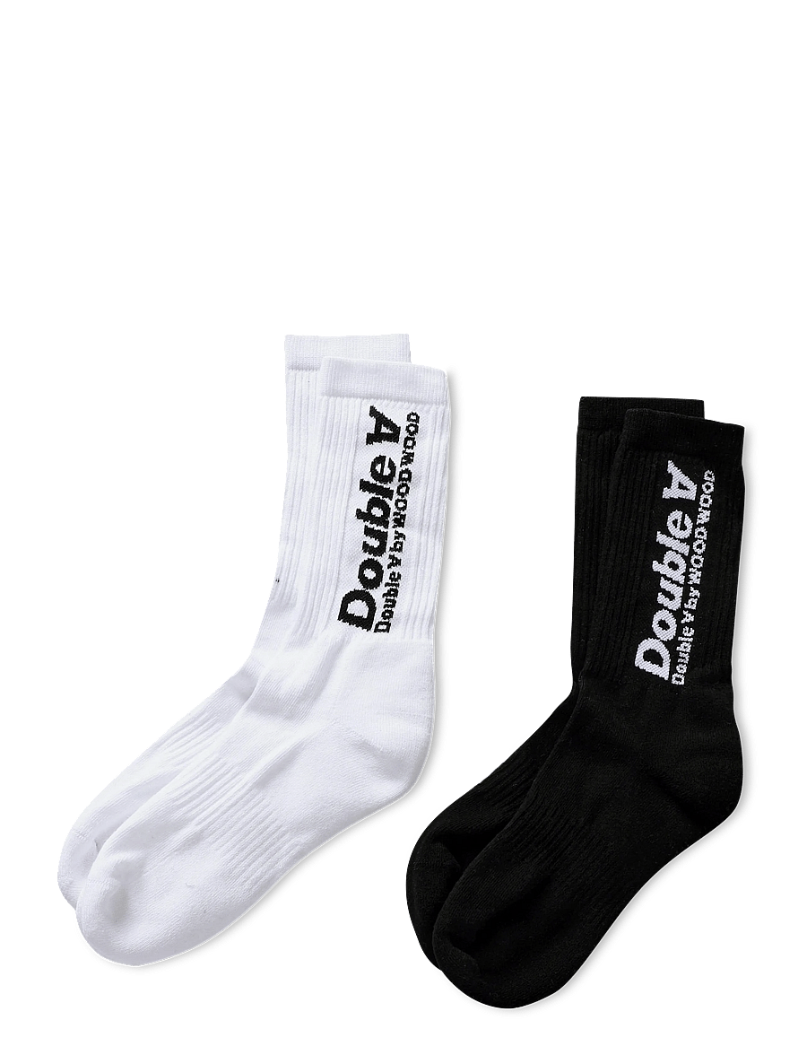 WOOD WOOD - WWRyder 2 pack sock itc 25330 - urheilusukat - black/white + white/black - 1