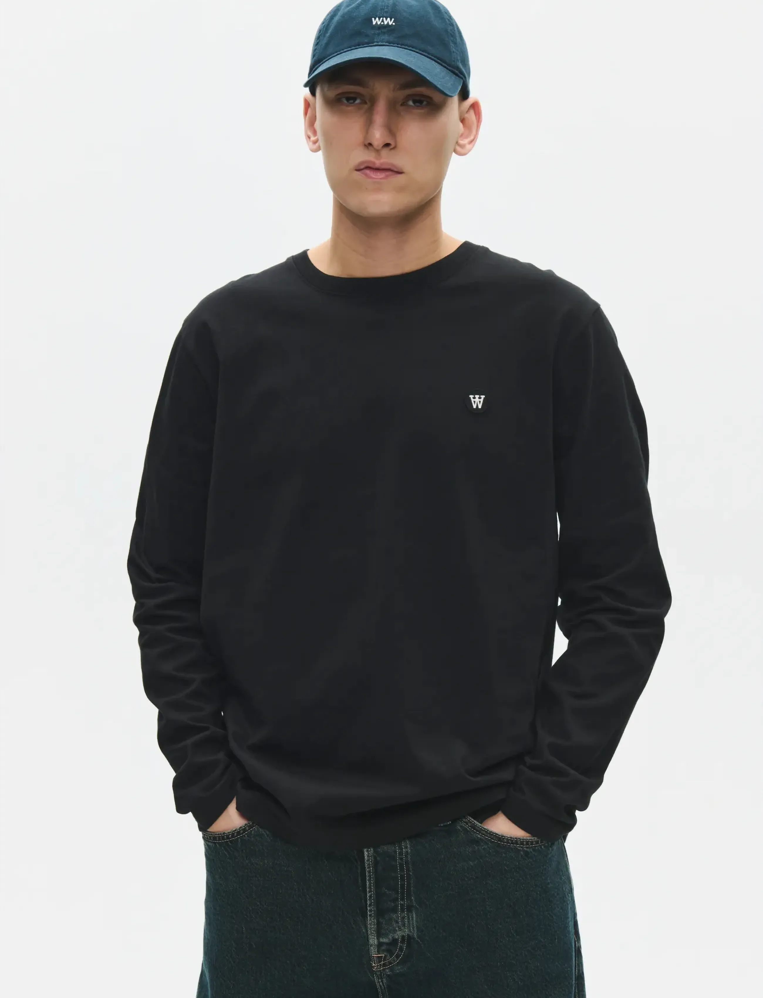 WOOD Wwace Ls Tee 25074, XS, T-shirts, Schwarz - Long-sleeved, Männerswear