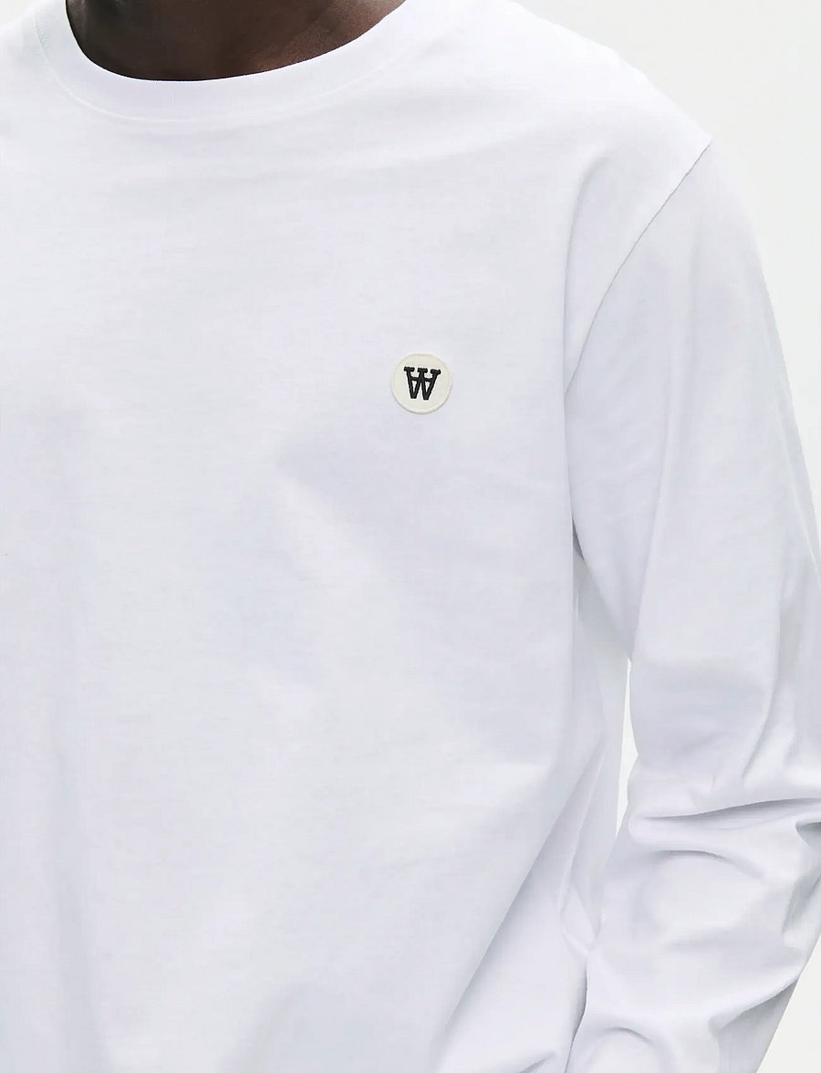 WOOD WOOD - WWAce LS tee 25074 - long-sleeved t-shirts - bright white - 4
