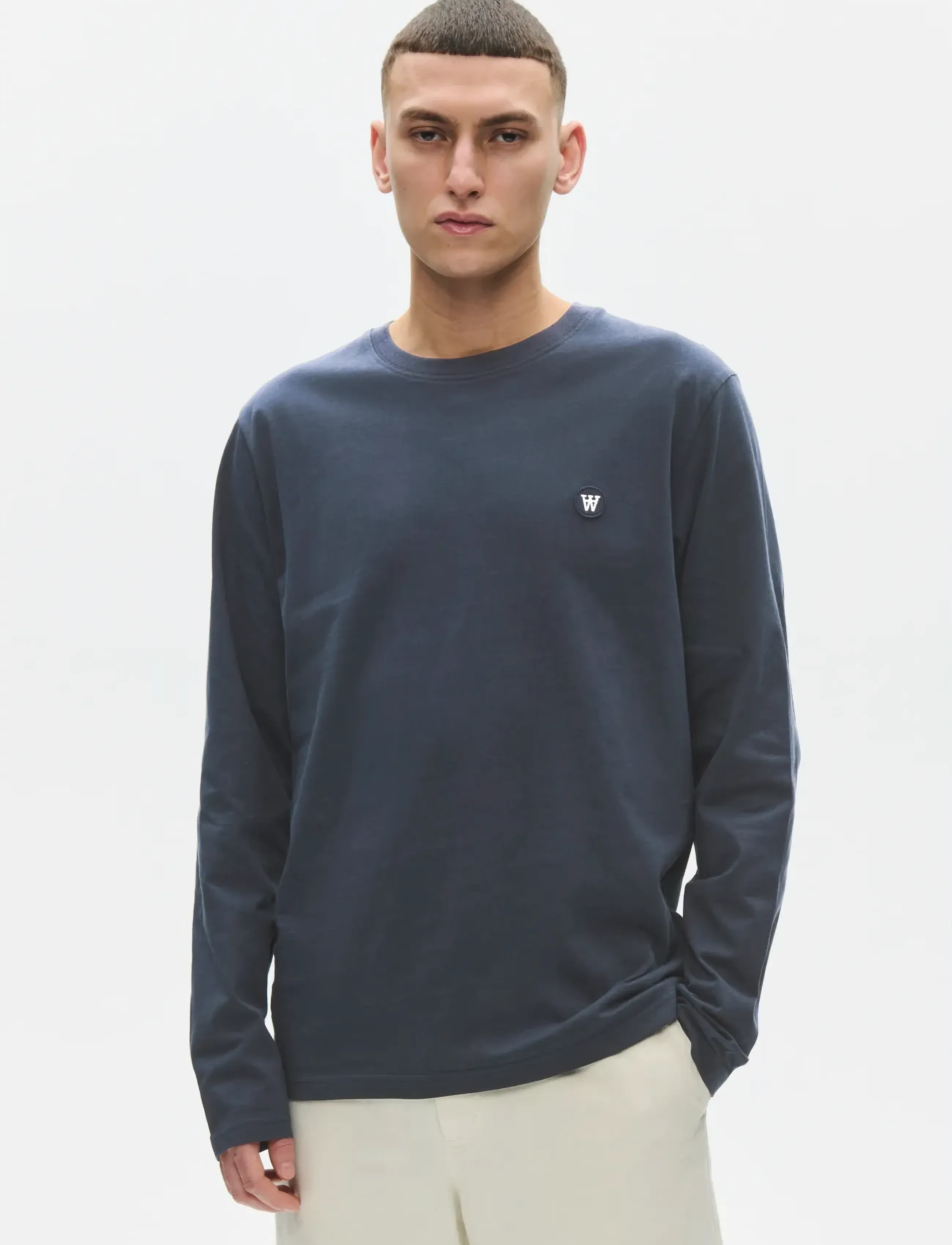 WOOD Wwace Ls Tee 25074, XL, T-shirts, Marineblau - Long-sleeved, Männerswear