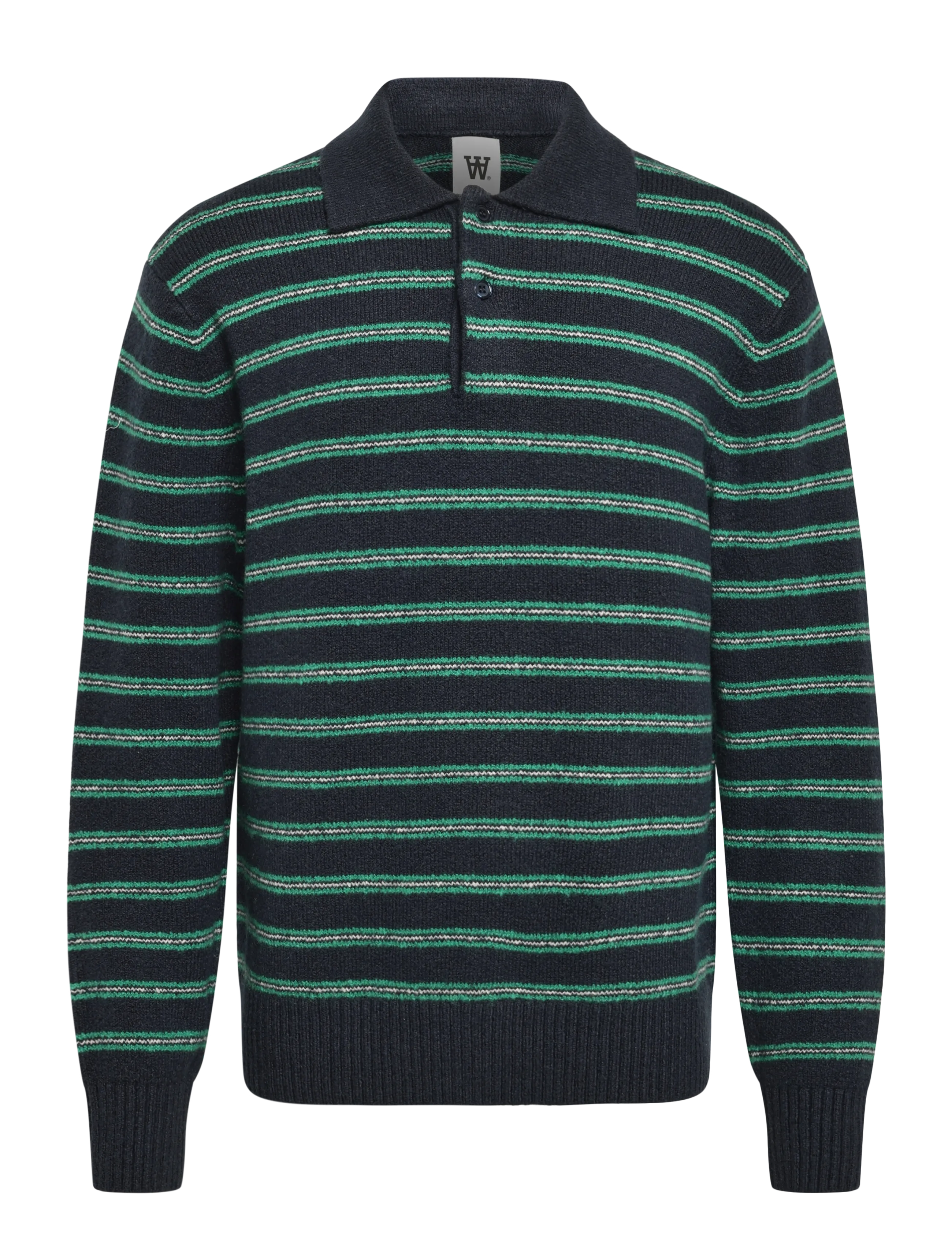WOOD WOOD WWCalle polo 25517 - Langärmlige Strick-Polohemden - SALUTE STRIPE / navy