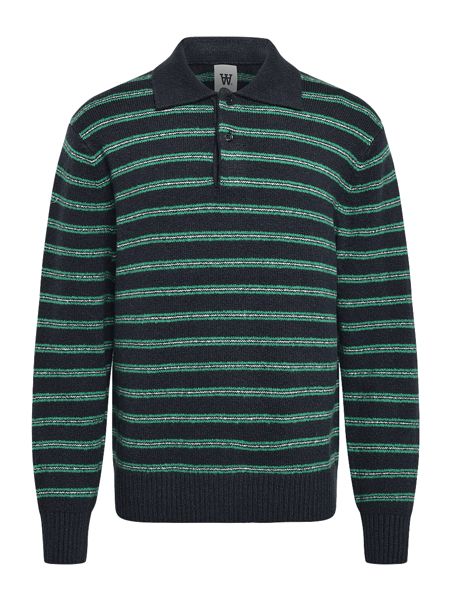 WOOD WOOD - WWCalle polo 25517 - langärmelige strick-polohemden - salute stripe - 1
