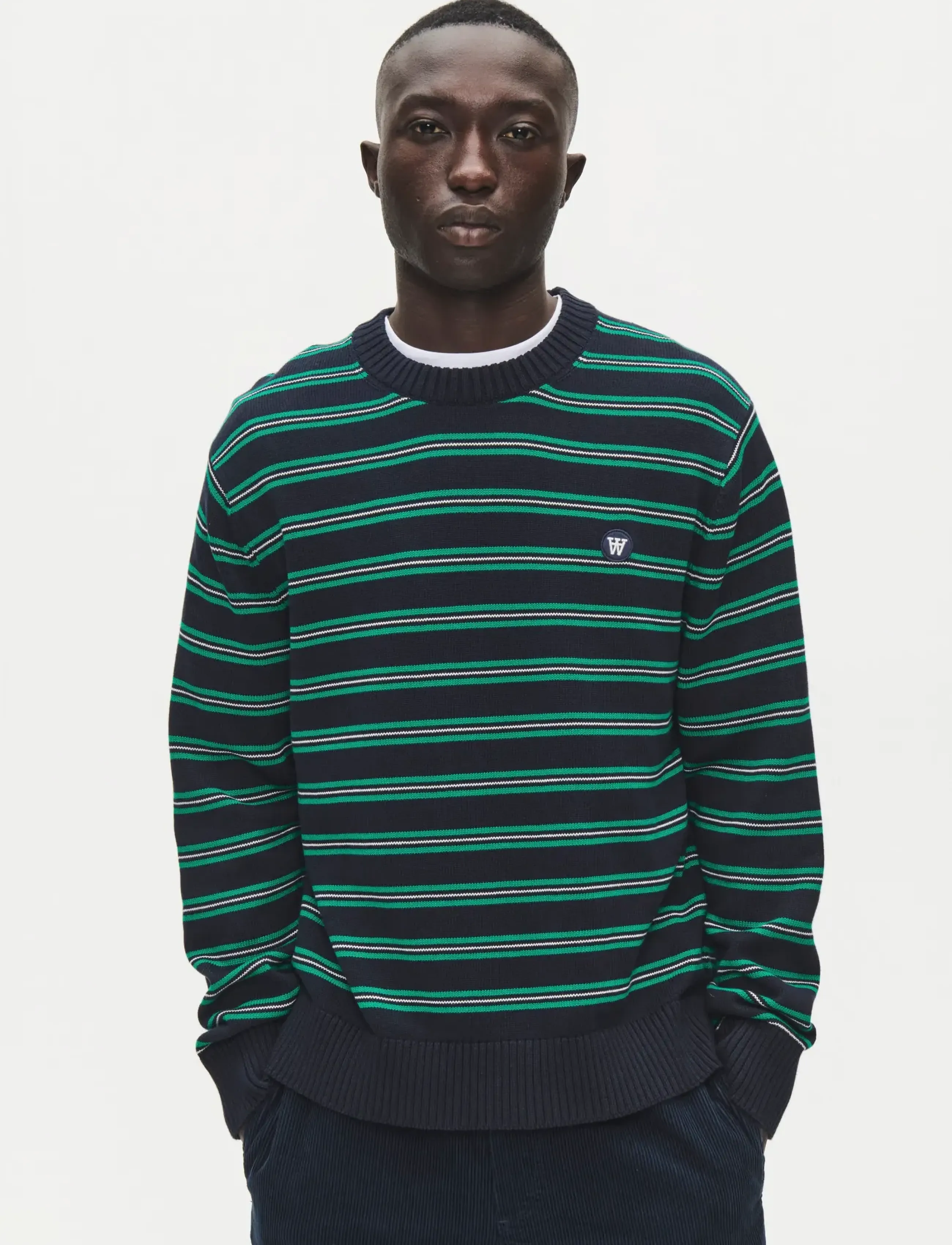 WOOD WOOD WWCalle crew neck 25516 - Strickmode - SALUTE STRIPE / navy