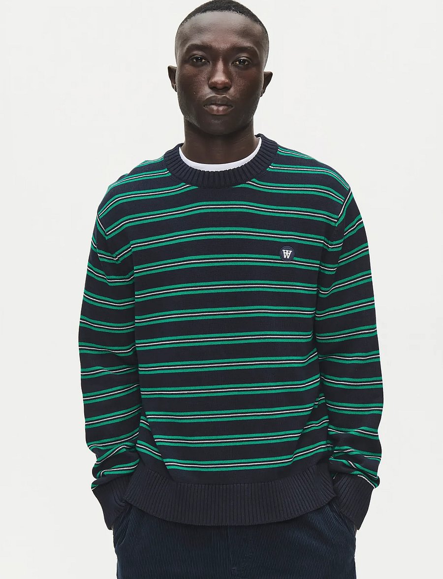 WOOD WOOD - WWCalle crew neck 25516 - round necks - salute stripe - 0