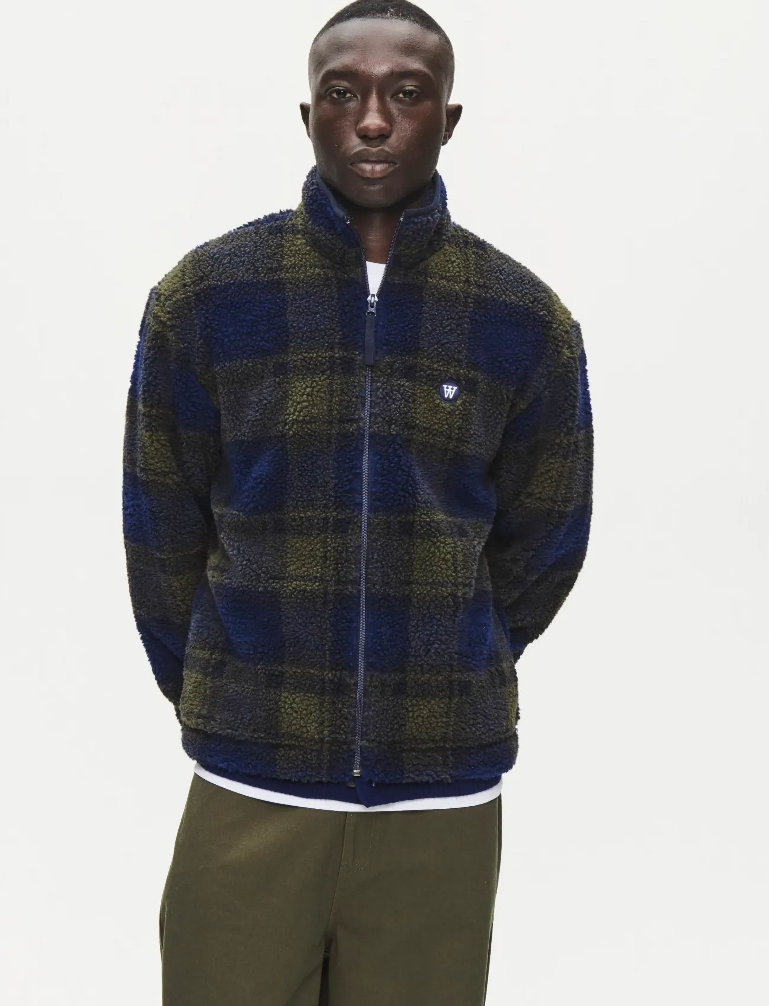 WOOD WOOD WWMitchel zipper 25522 - Sweatshirts - SALUTE CHECK / navy