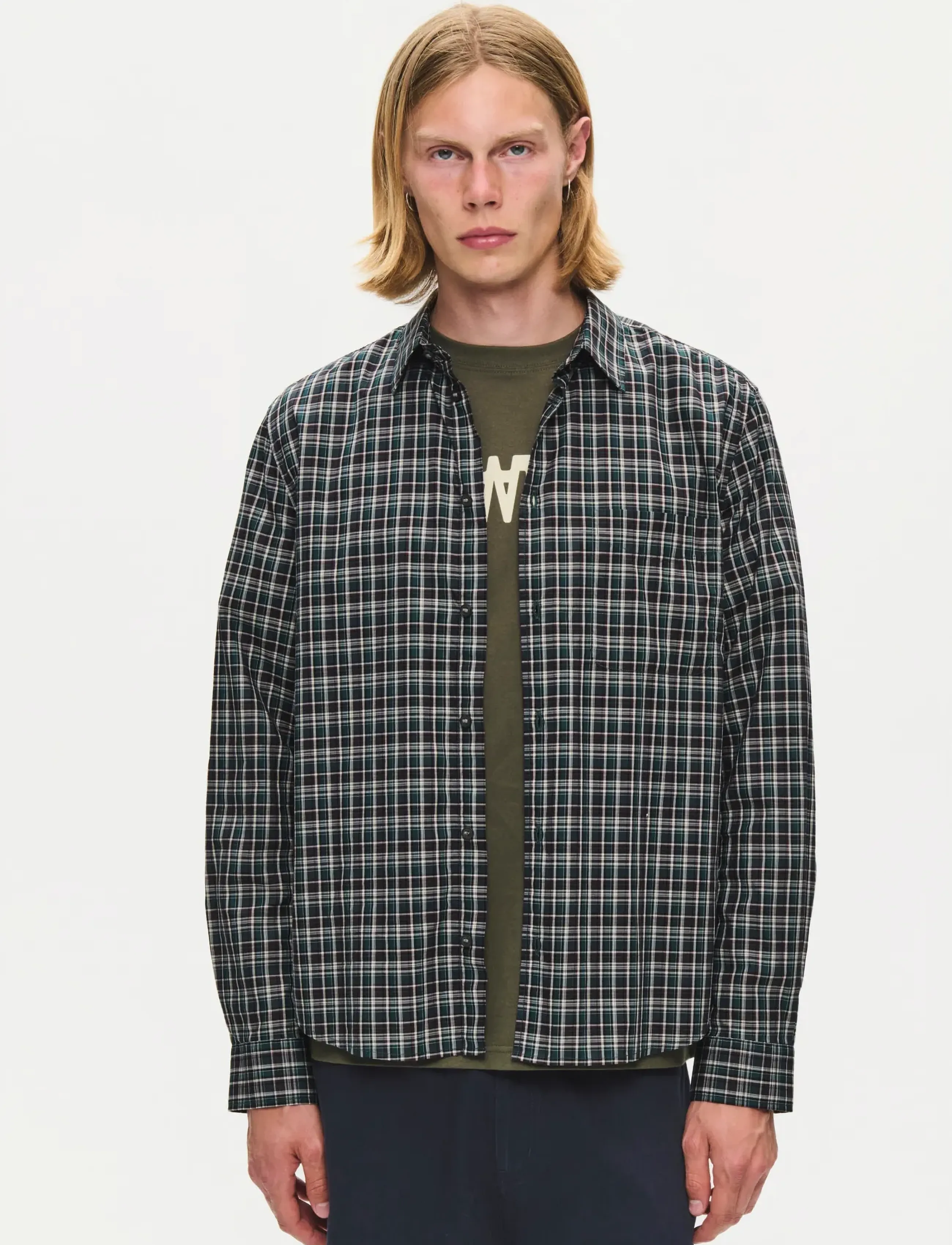 WOOD WOOD WWAdrian ch shirt 25444 - Riided - FUDGE CHECK / green