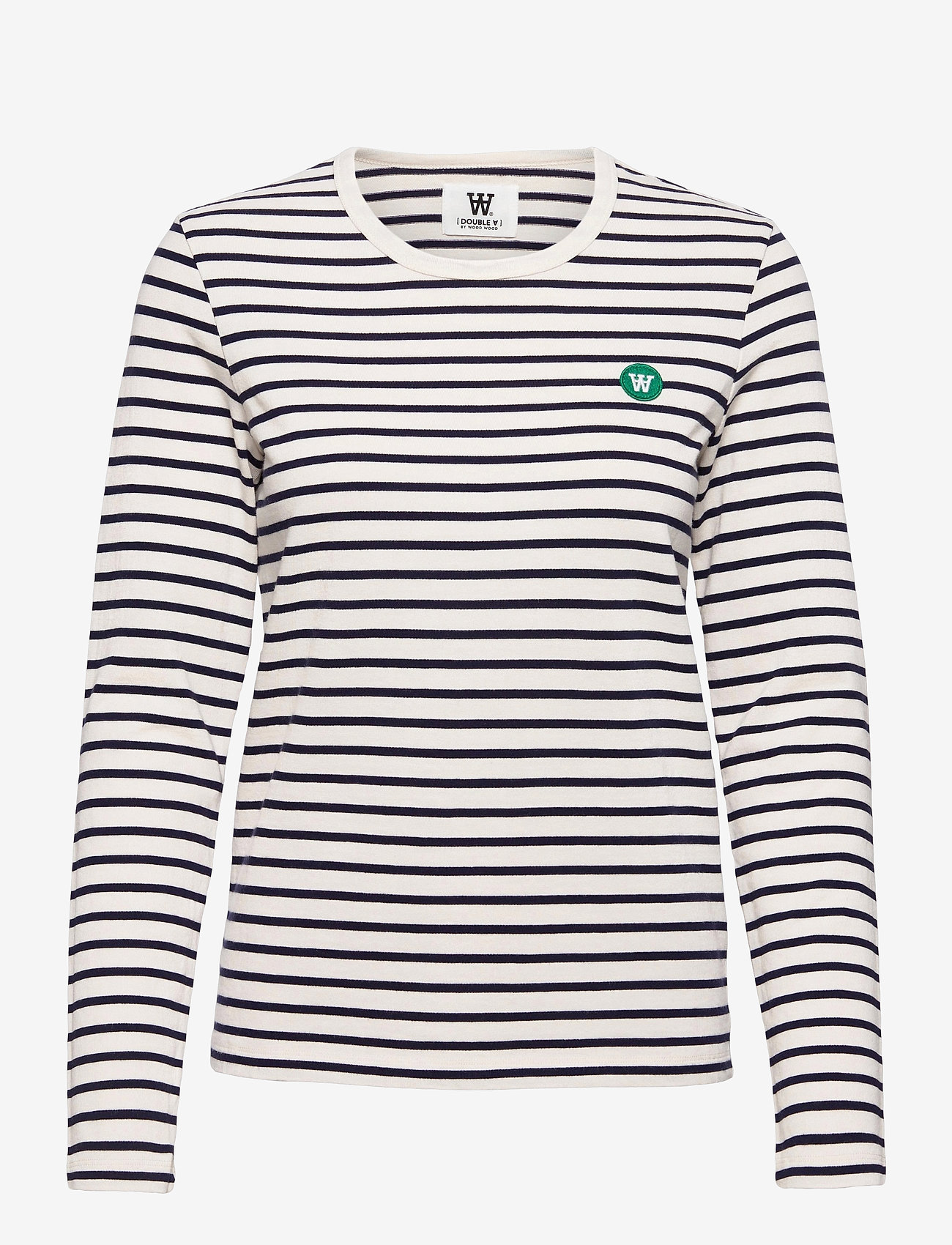 Double A by Wood Wood - Moa stripe long sleeve - t-shirt & tops - off-white/navy stripes - 0