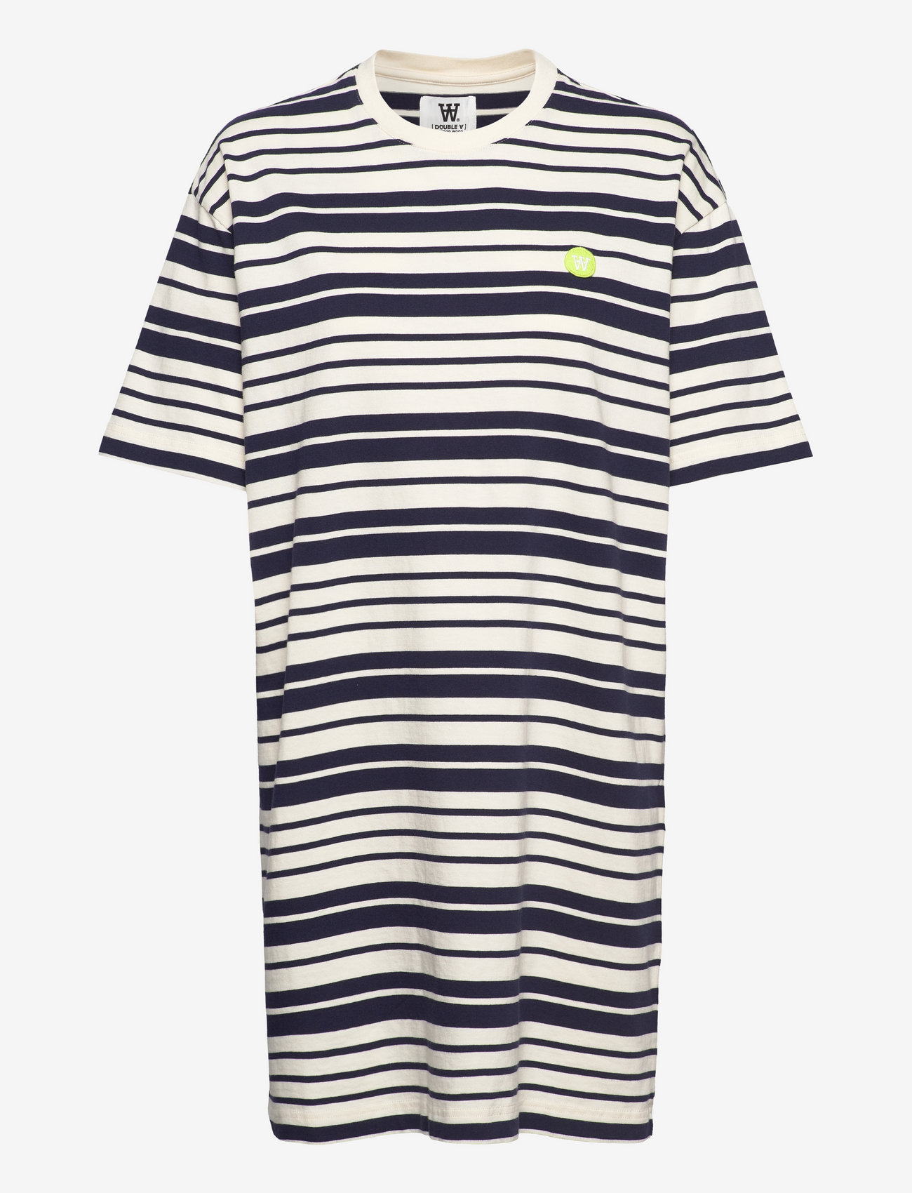 Double A by Wood Wood - Ulla stripe dress - t-shirtkjoler - off-white/navy stripes - 0