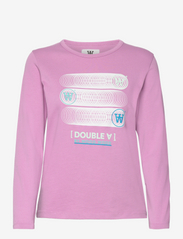 Double A by Wood Wood - Moa stacked logo long sleeve - t-shirt & tops - rosy lavender - 0