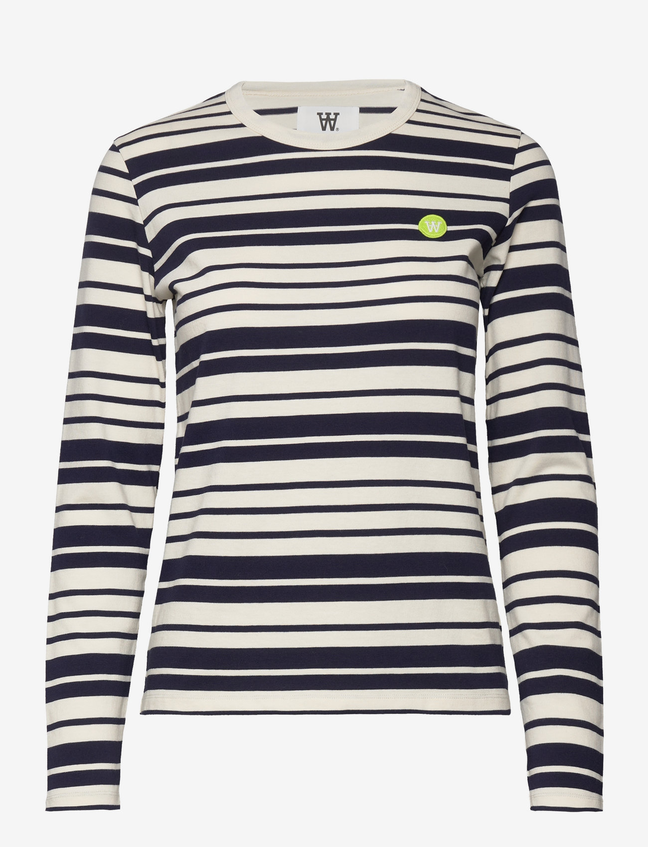 Double A by Wood Wood - Moa stripe long sleeve - langærmede toppe - off-white/navy stripes - 0