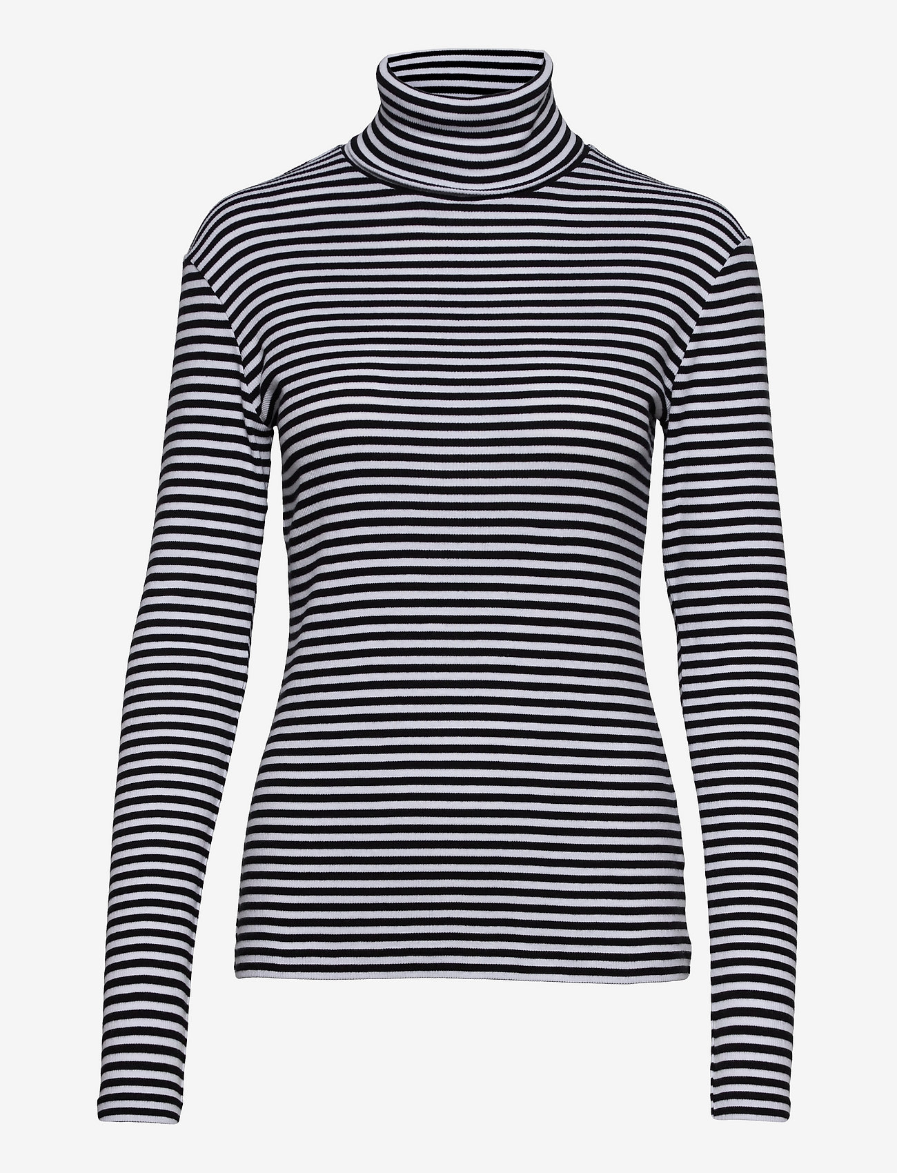 Double A by Wood Wood - Vera fine rib jersey LS - langærmede toppe - white/black - 0