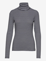 Double A by Wood Wood - Vera fine rib jersey LS - t-shirt & tops - white/black - 0