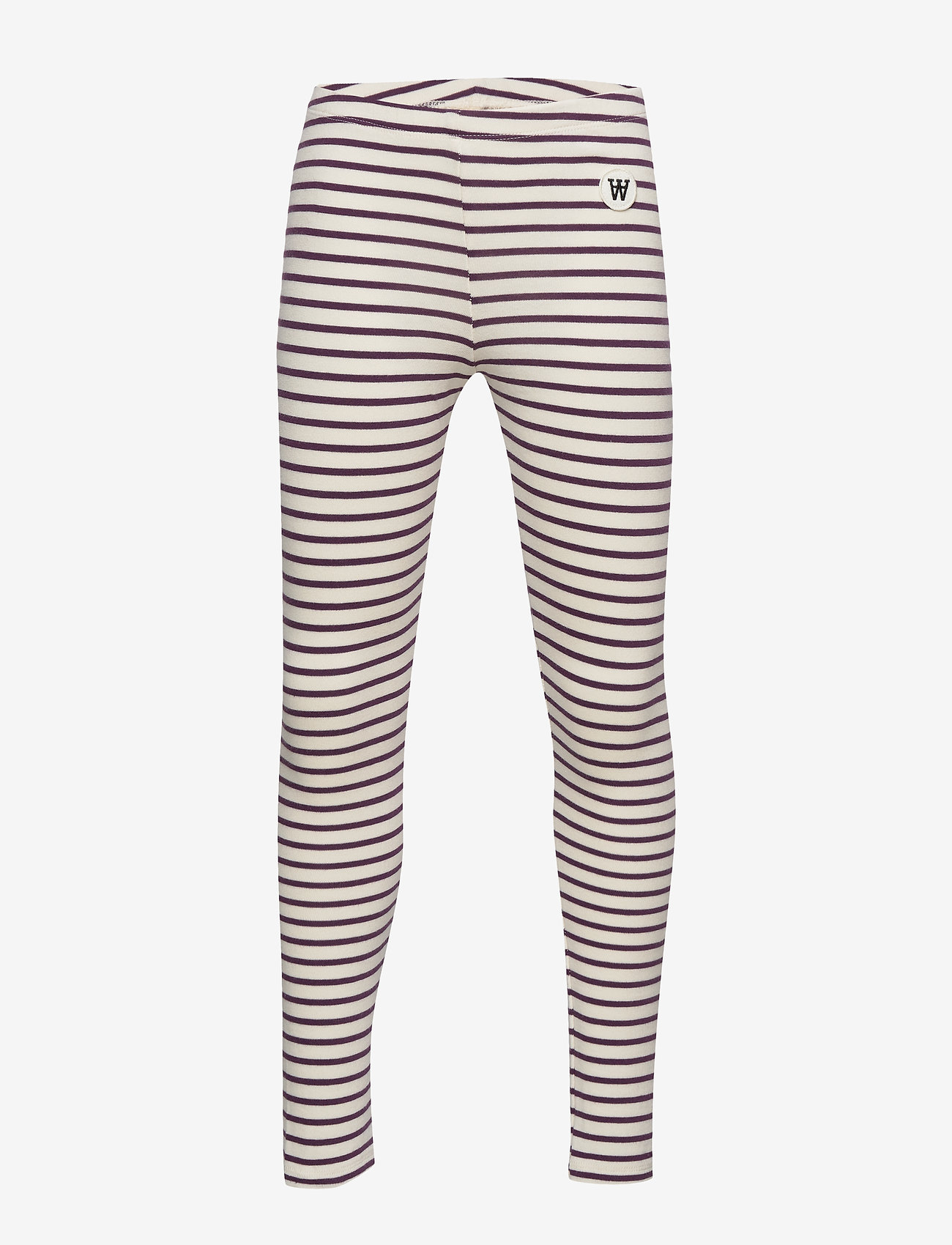 Wood Wood - Ira kids leggings - off-white/aubergine stripes - 0