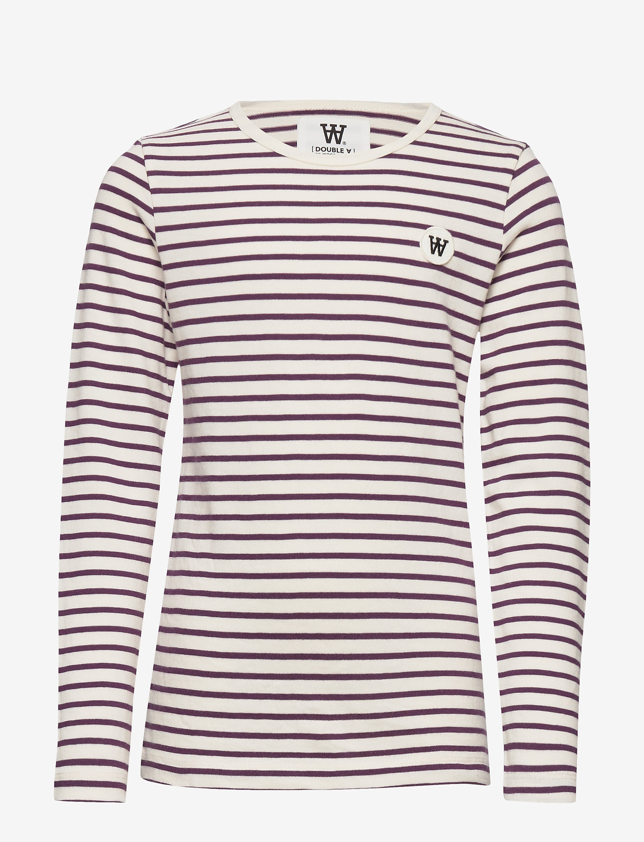 Wood Wood - Kim kids long sleeve - off-white/aubergine stripes - 0