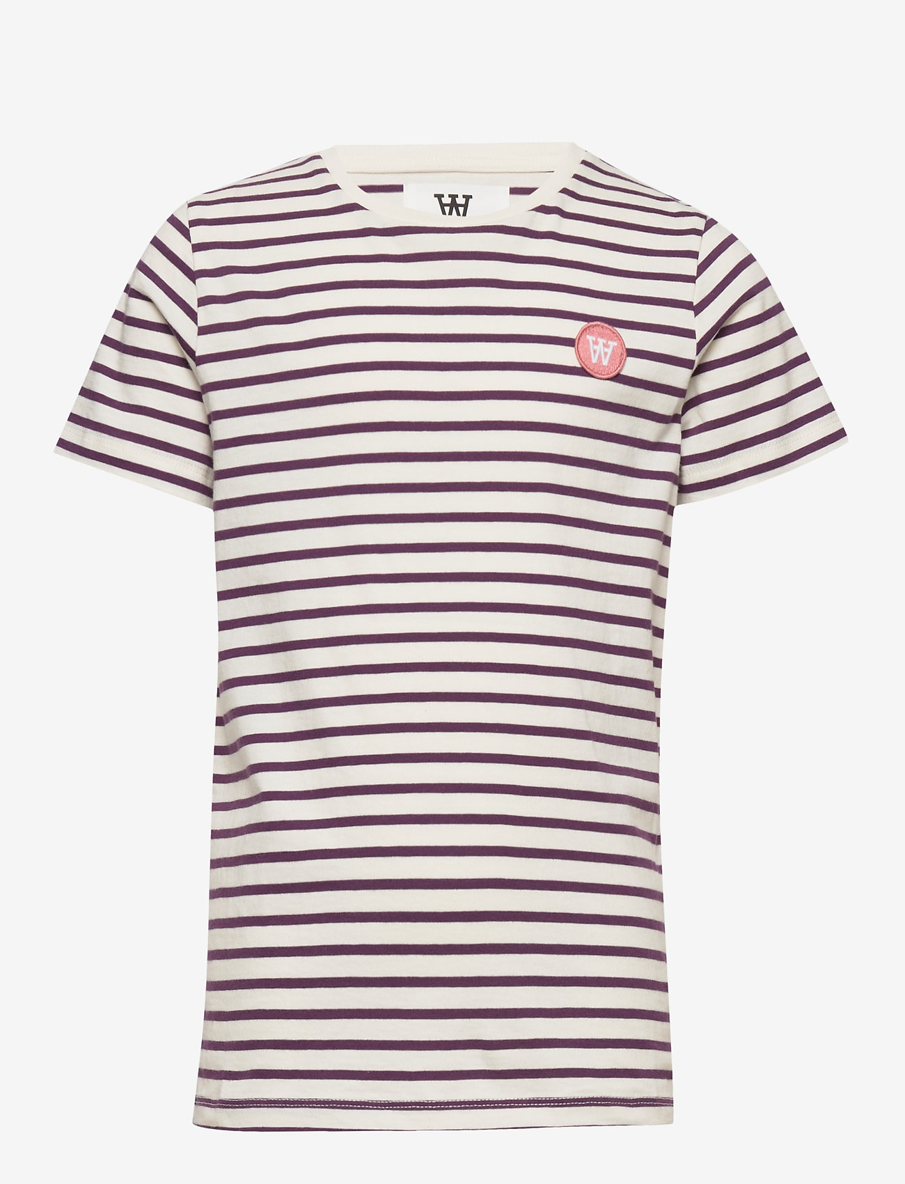 Wood Wood - Ola kids T-shirt - off-white/aubergine stripes - 0