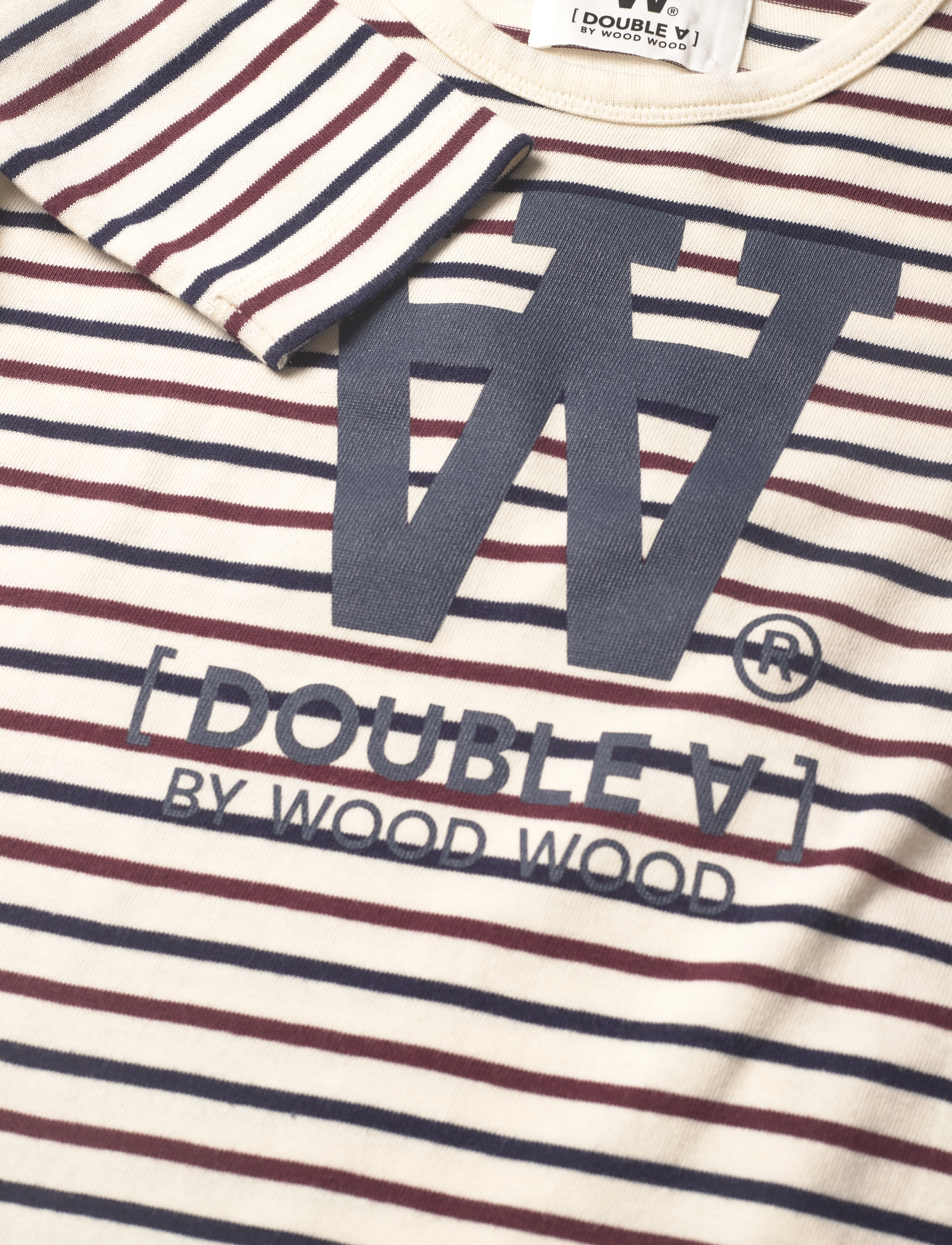 Wood Wood - Kim Typo kids LS - off-white/burgundy stripes - 2