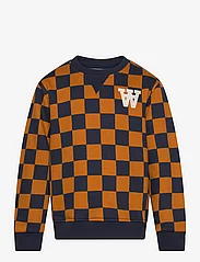 Wood Wood - Rod junior checkered sweatshirt - sweatshirts & huvtröjor - eternal blue/golden brown aop - 0