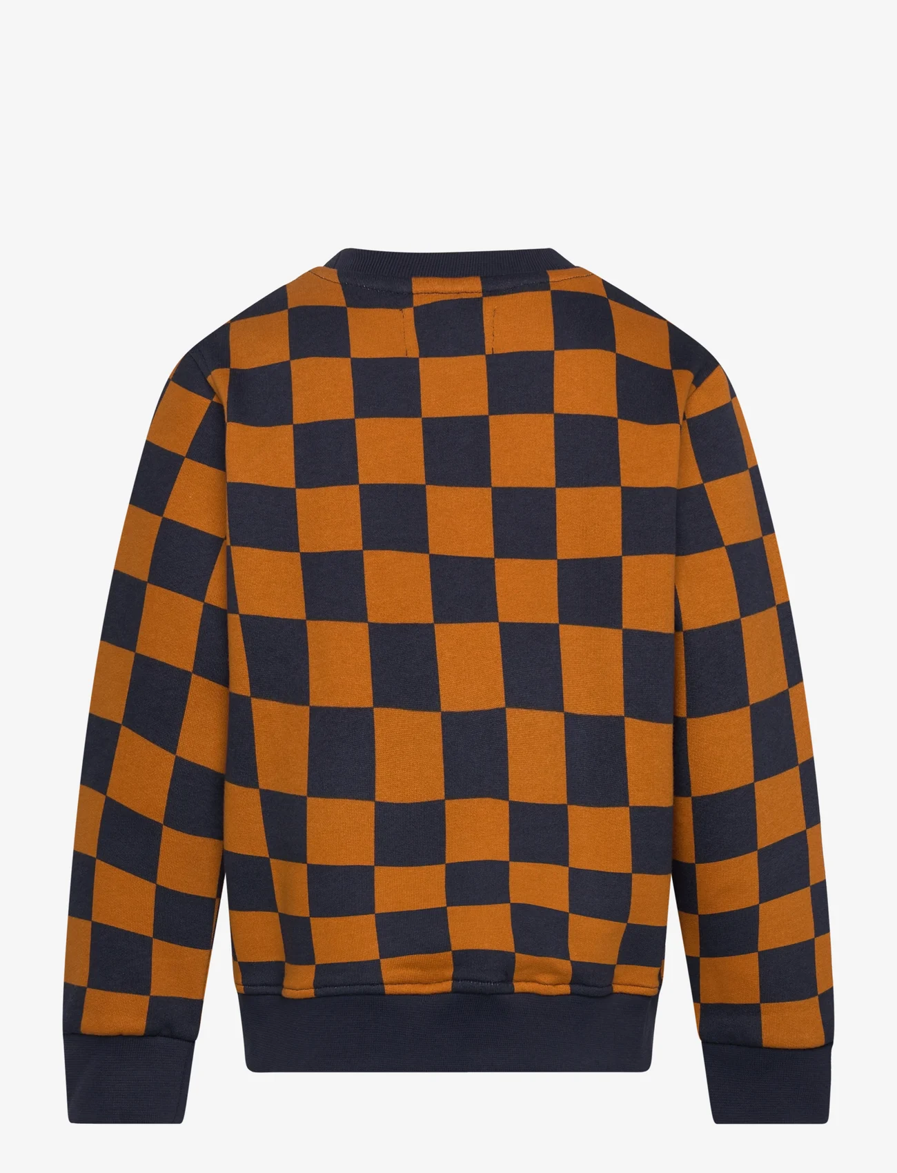 Wood Wood - Rod junior checkered sweatshirt - medvilniniai megztiniai ir džemperiai su gobtuvu - eternal blue/golden brown aop - 1