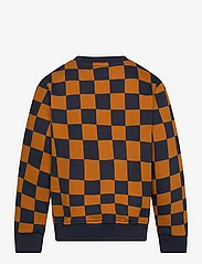 Wood Wood - Rod junior checkered sweatshirt - sweatshirts & hoodies - eternal blue/golden brown aop - 1